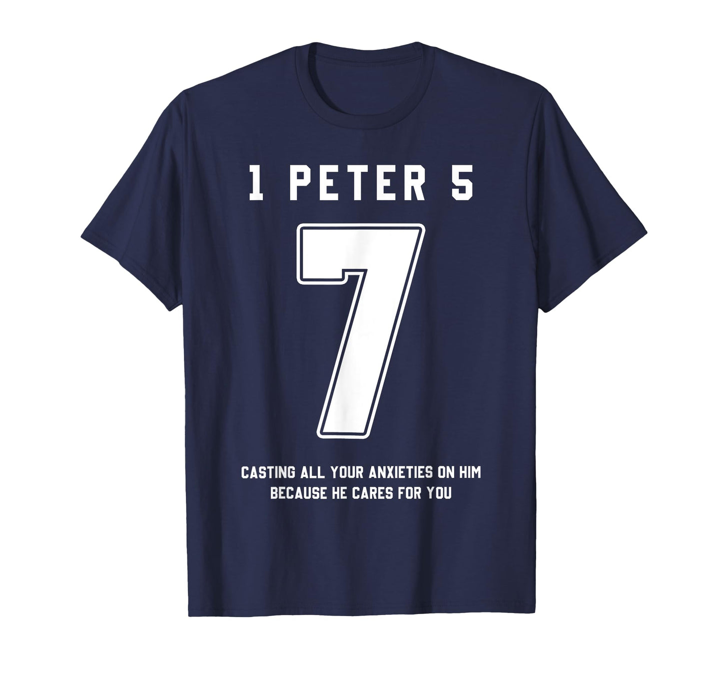 1 Peter 5:7 Bible Verse Team Sports Jersey Christian T-Shirt