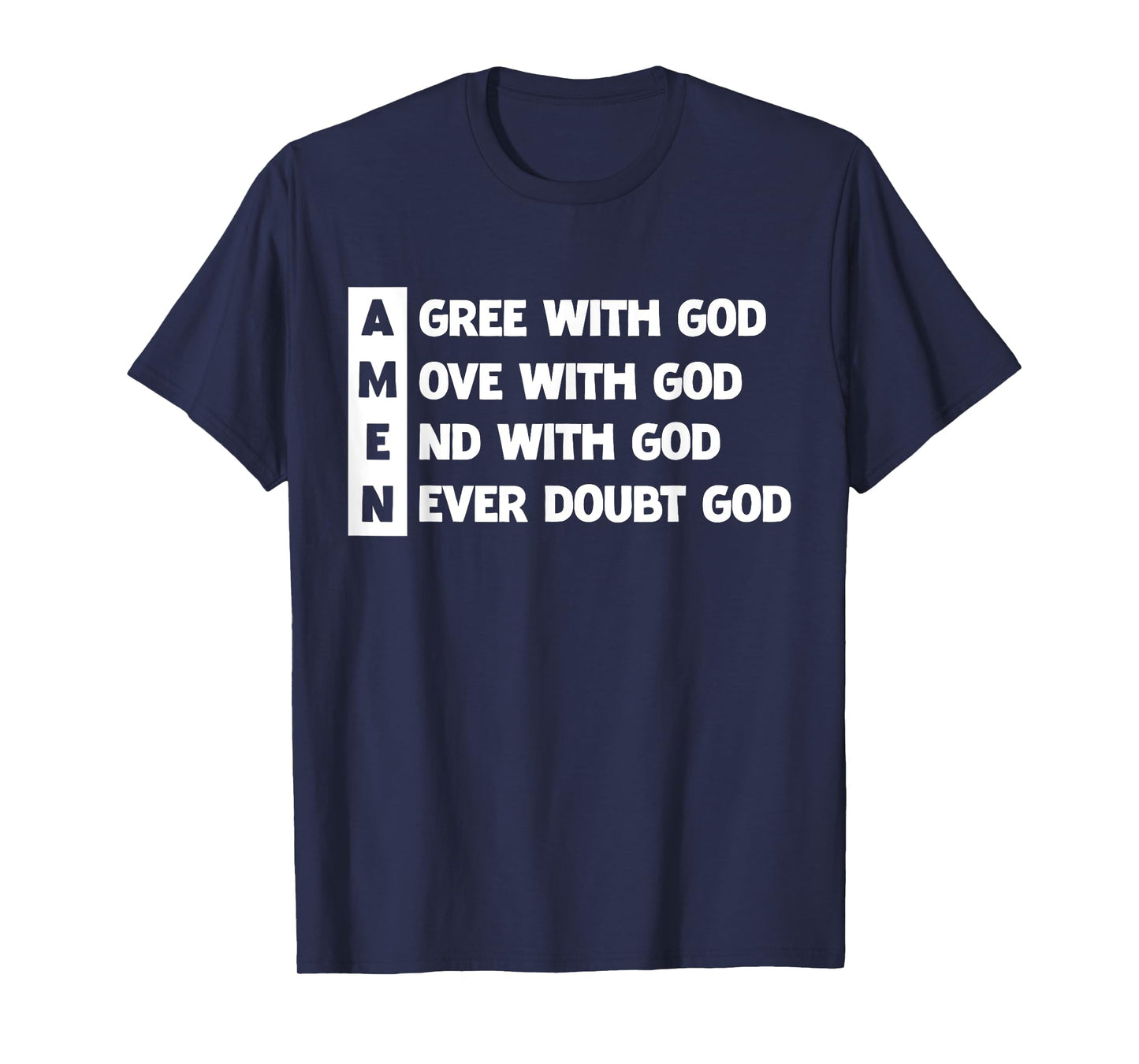 WORTHY WEAR Amen Acronym Agree with God Christian Prayer Closing Unisex Adult T-Shirt, Black, Small