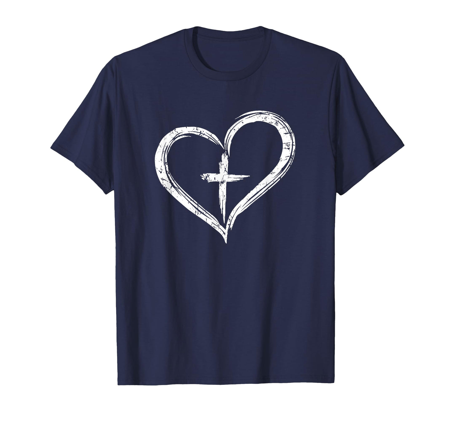 Stylish Cross In Heart Christian T-Shirt T-Shirt