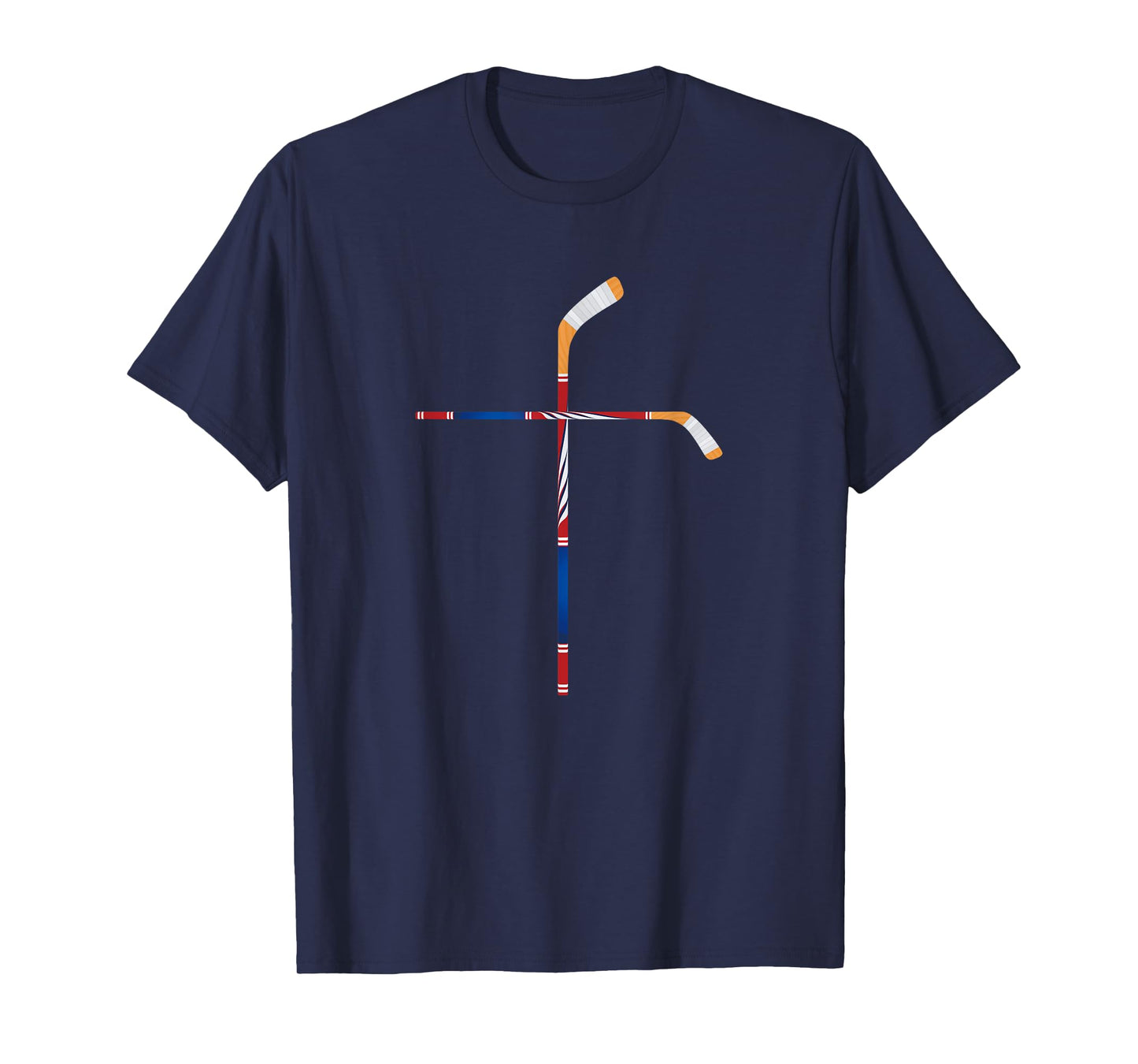 Christian Ice Hockey Sticks Cross Faith Sports T-Shirt