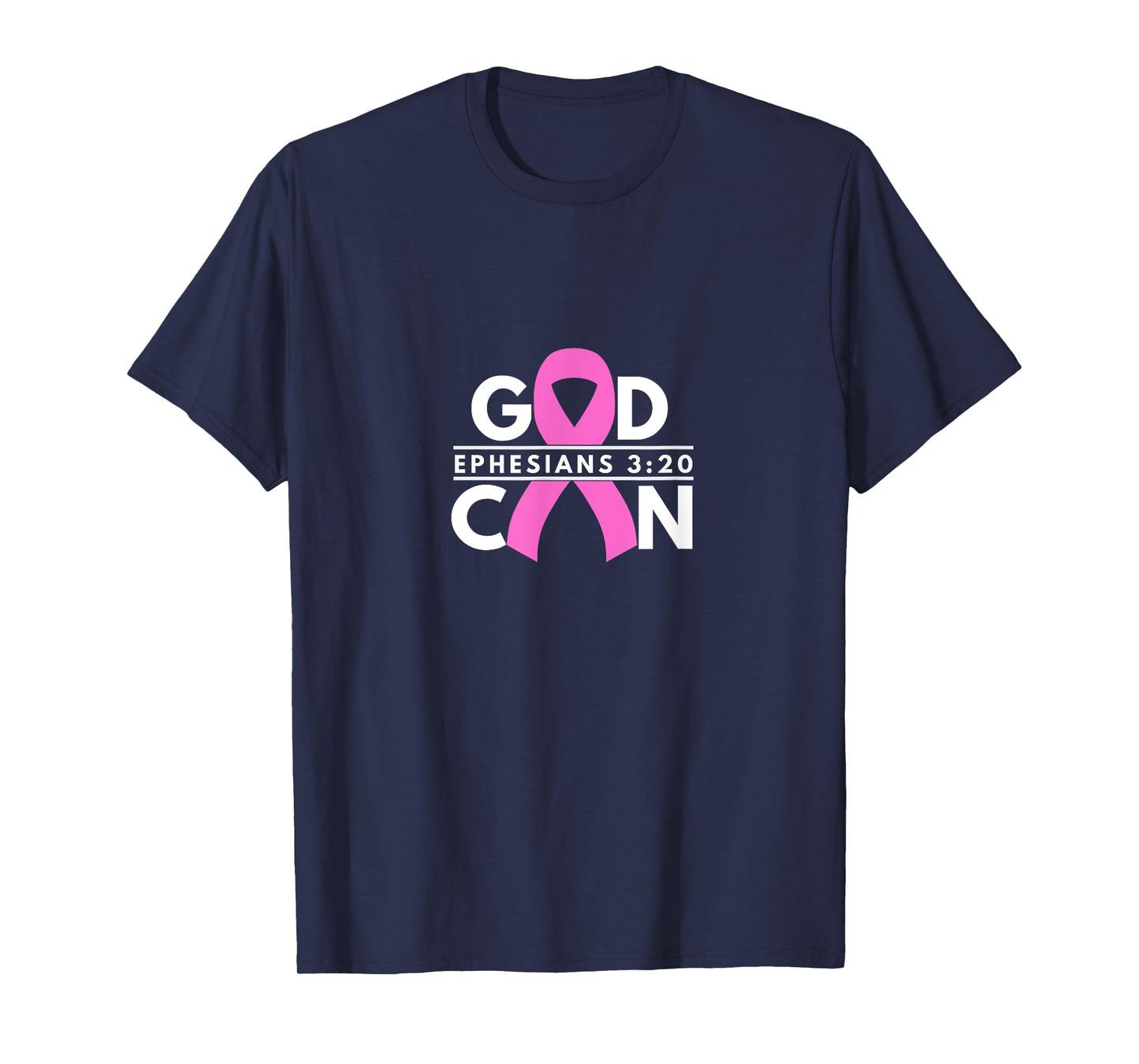 God Can Breast Cancer Ribbon Ephesians 3 20 T-Shirt