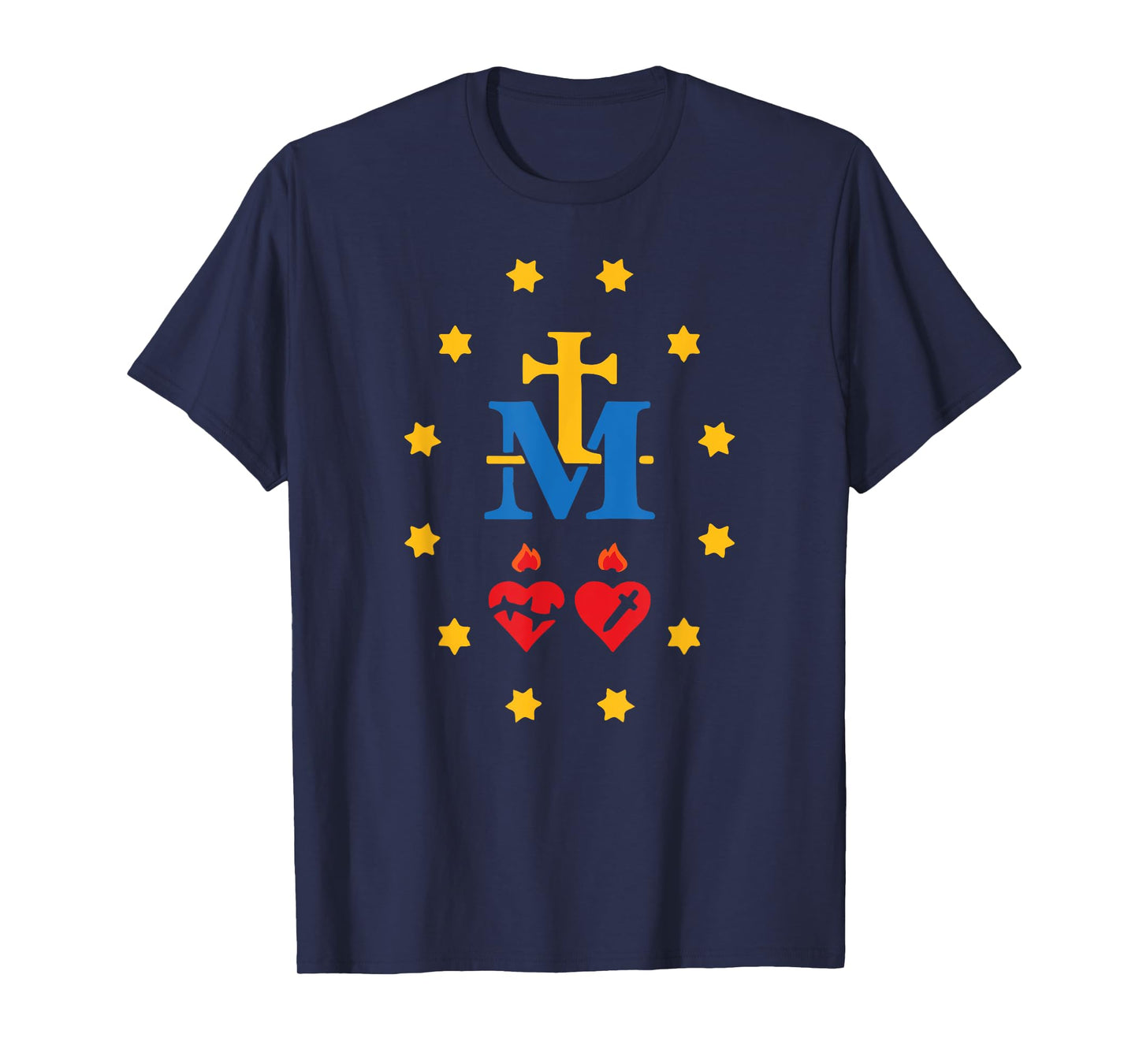 Miraculous Medal Catholic Holy Mary Sacred Heart Jesus T-Shirt
