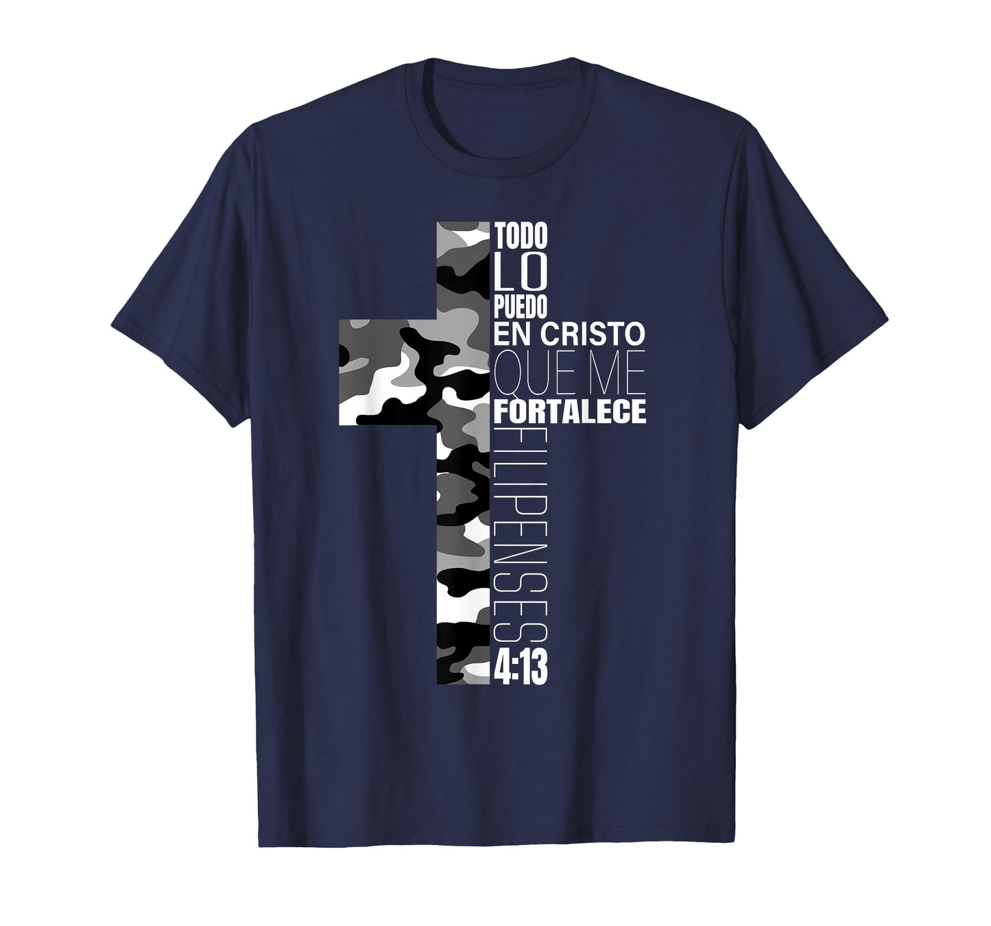 White Camo Christian Verse Spanish Filipenses 4:13 Español T-Shirt
