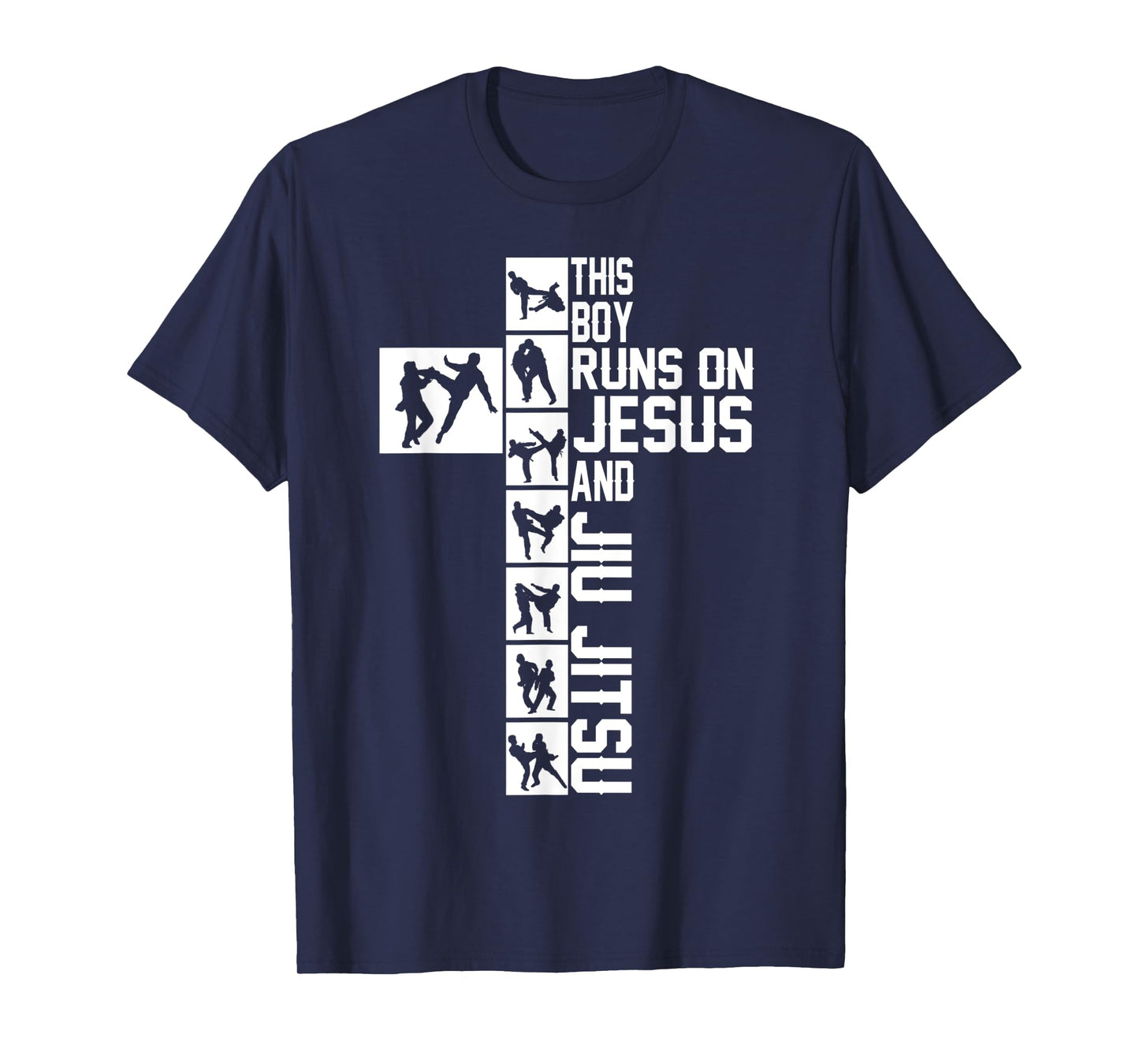 christian jiu jitsu tee this boy runs on jesus and jiu jitsu T-Shirt