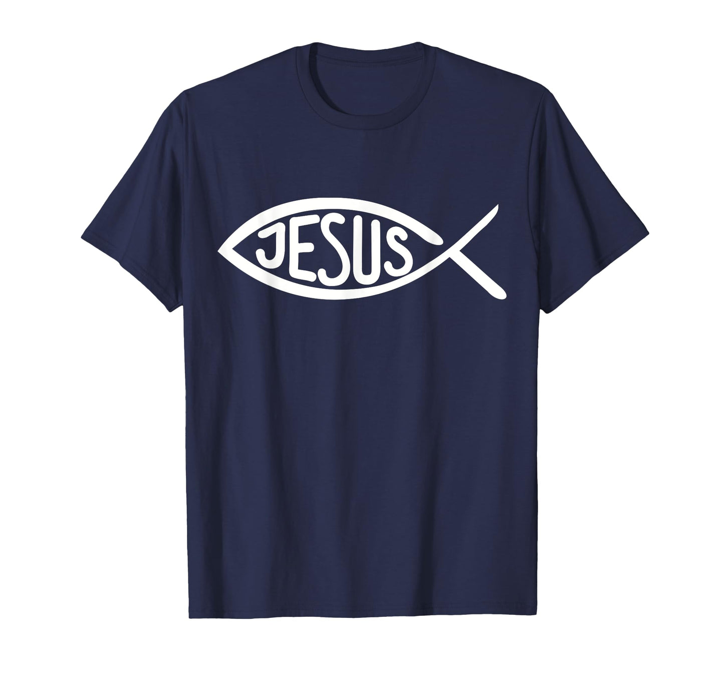 Jesus Gifts Jesus Fish T-Shirt, Kids, Unisex-Adults, Short Sleeve, Black, Small