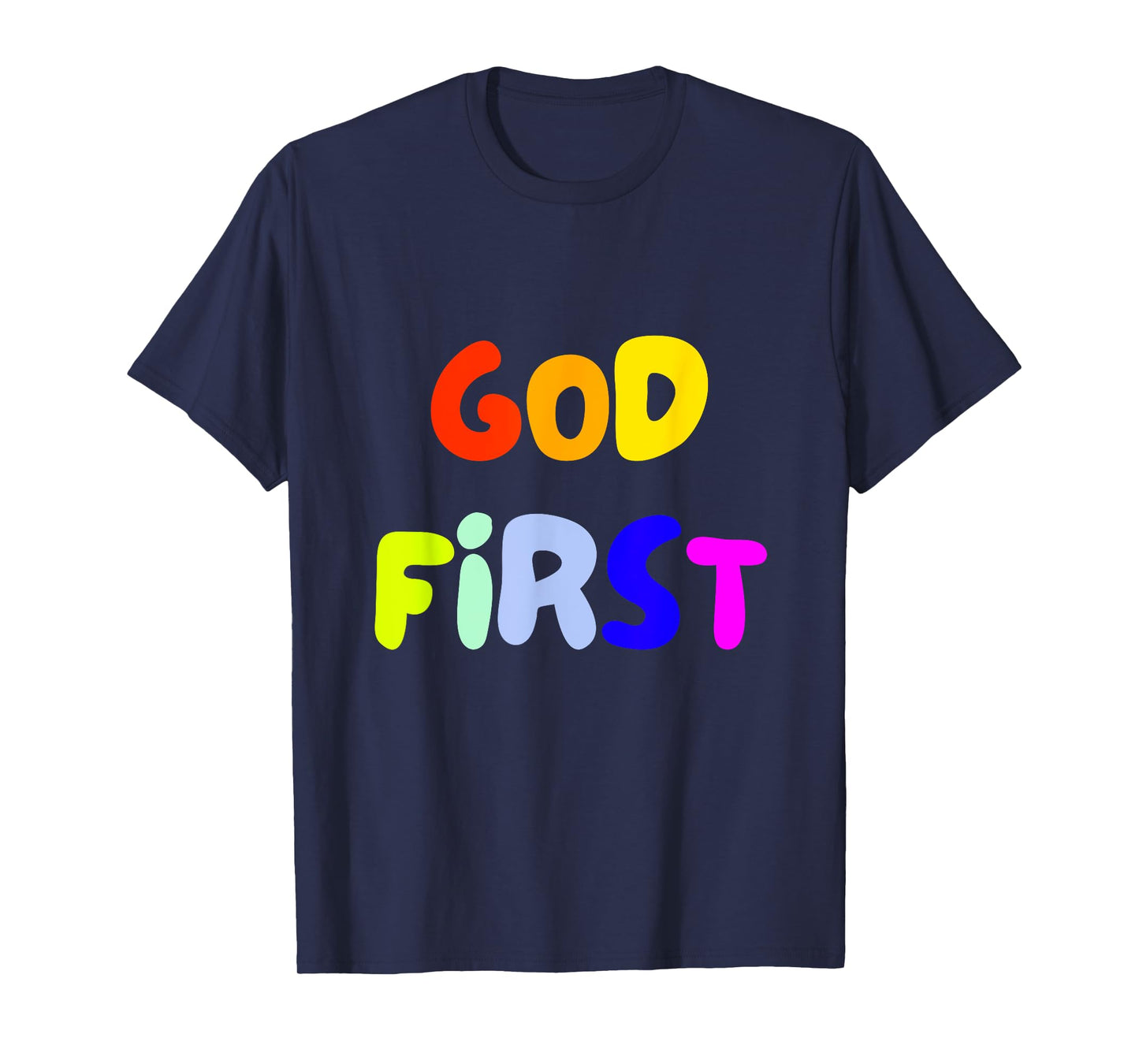 God First Youth Fun Colorful Rainbow Christian Religious T-Shirt