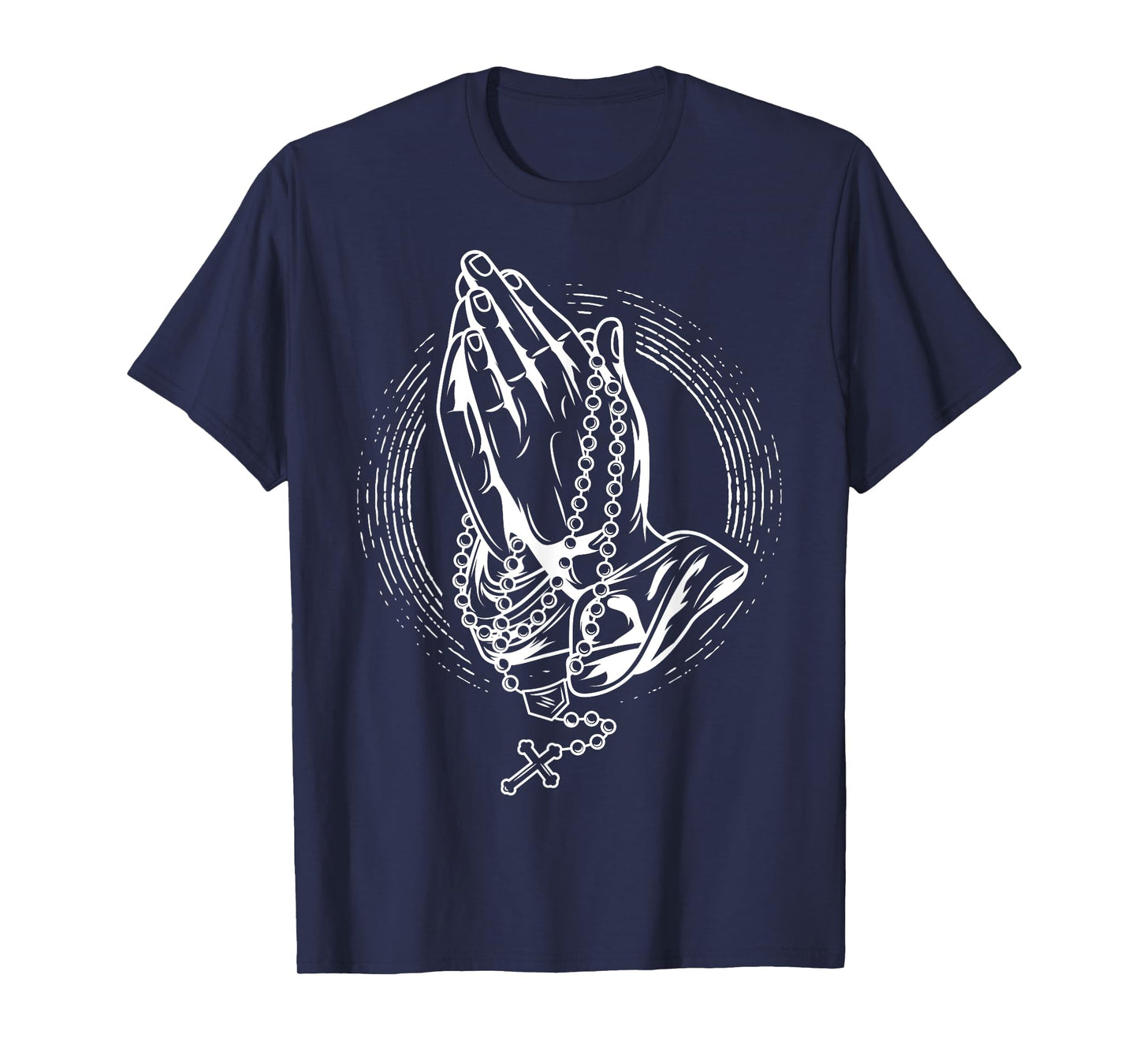 Praying hands with rose and rosary T-Shirt