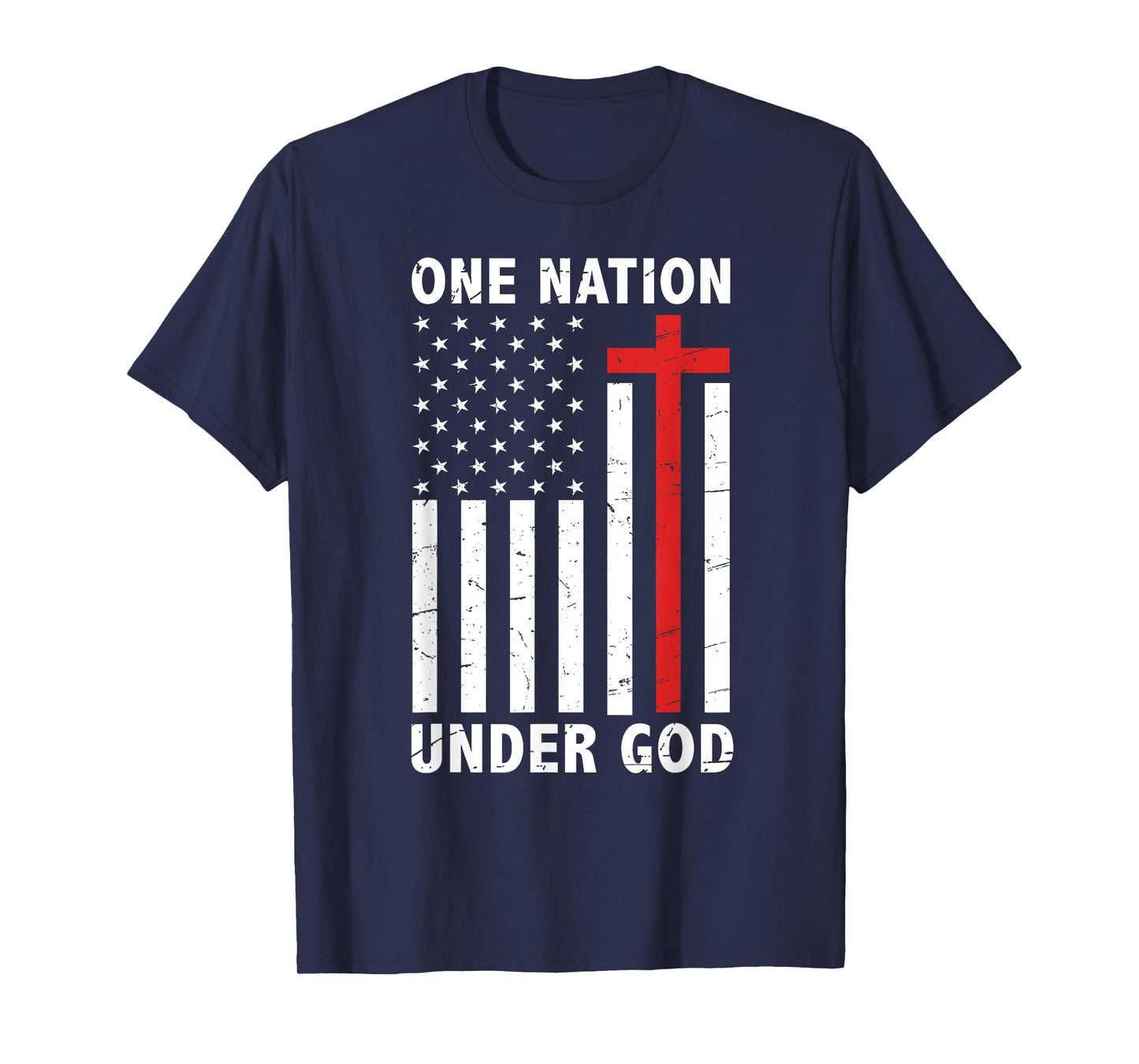 One Nation Under God Flag 4th Of July Patriotic Christian T-Shirt