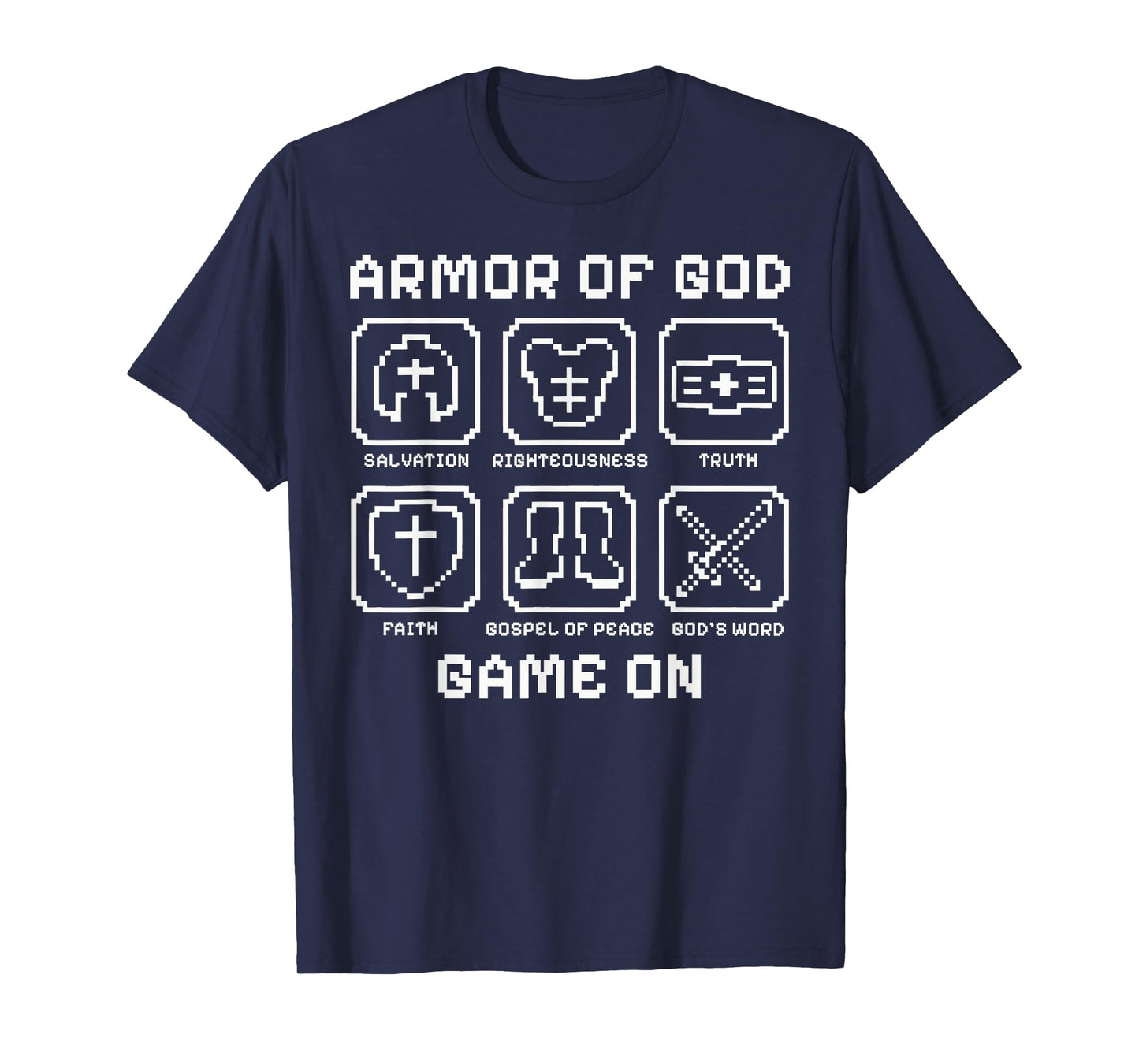 Armor of God Pixel Faith Christian Video Game Gamers Youth T-Shirt