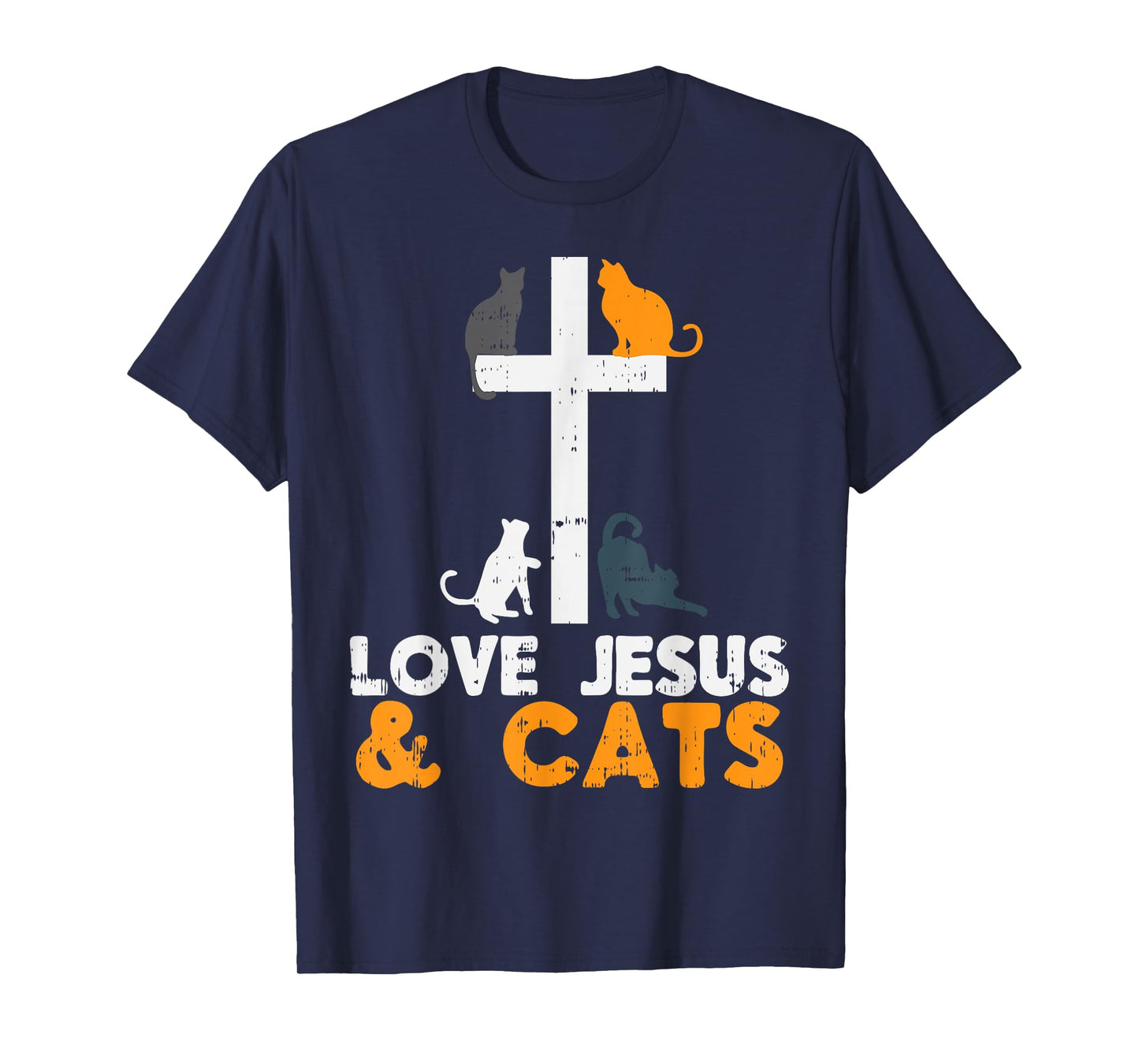 Cross Love Jesus Cats Animal God Christian Pet Lover Gift T-Shirt
