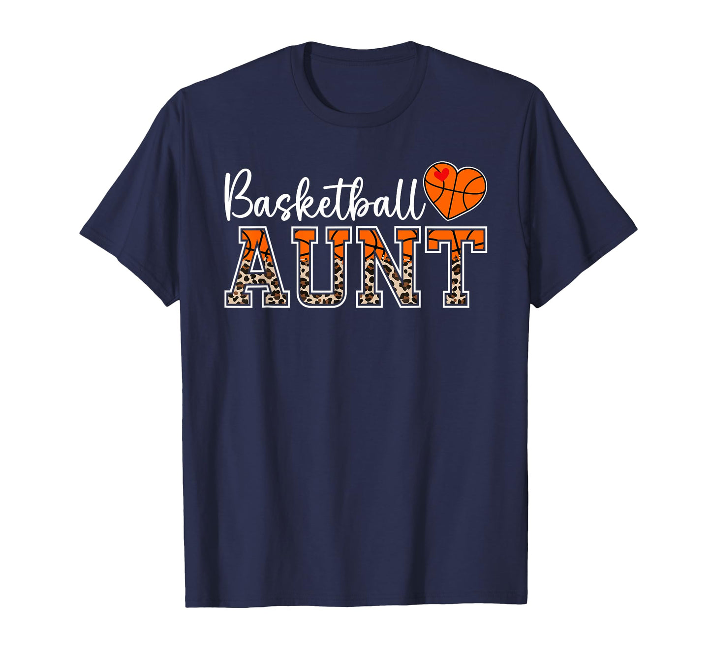 Basketball Aunt Leopard Aunt Of A Basketball Player Auntie T-Shirt