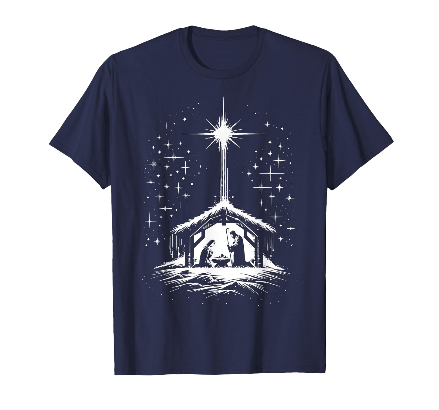 Christmas Nativity Beautiful Scene Star Bethlehem Catholic T-Shirt