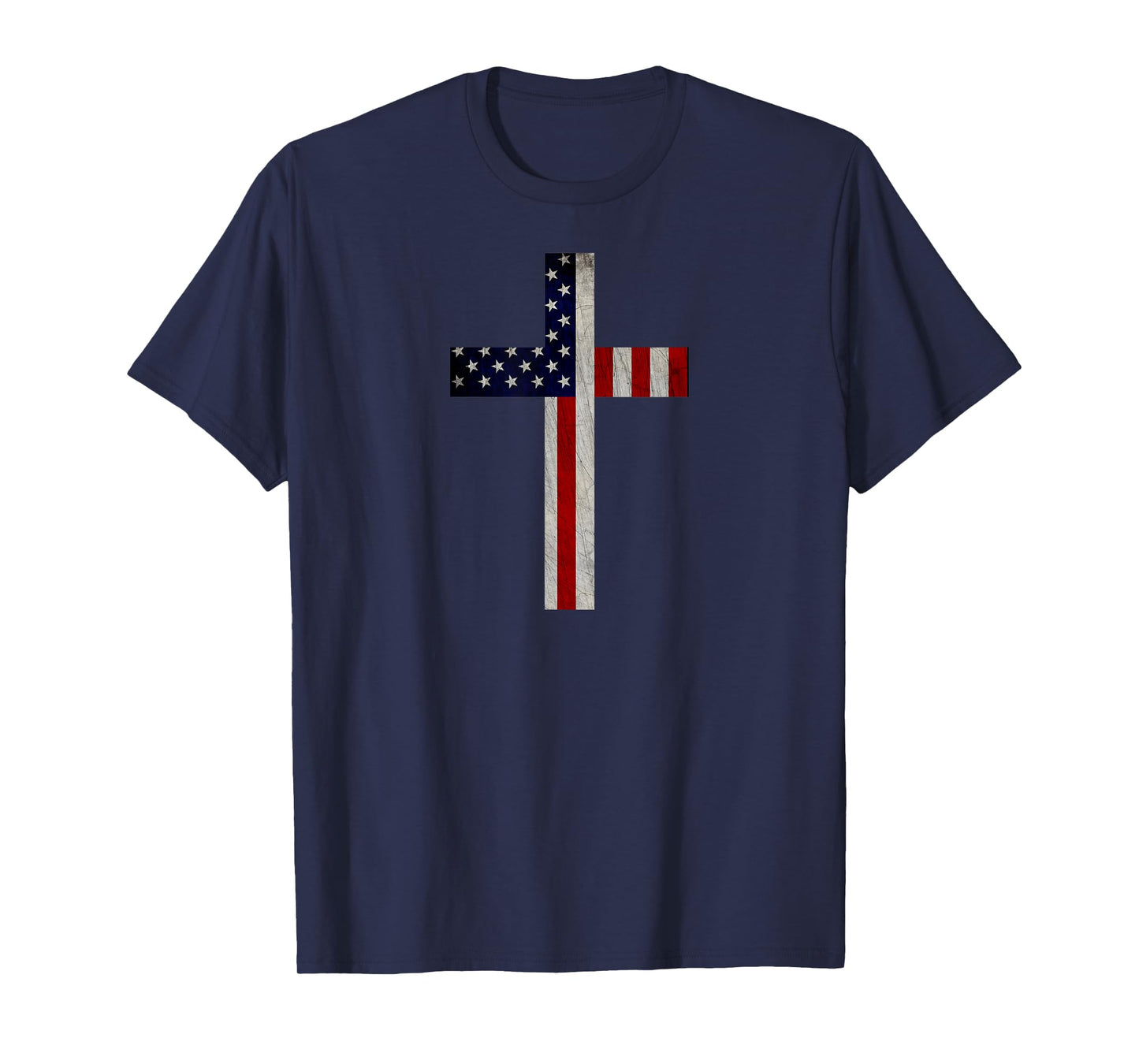 Vintage American Flag Christian Cross USA Patriotic Gift T-Shirt for Women Men