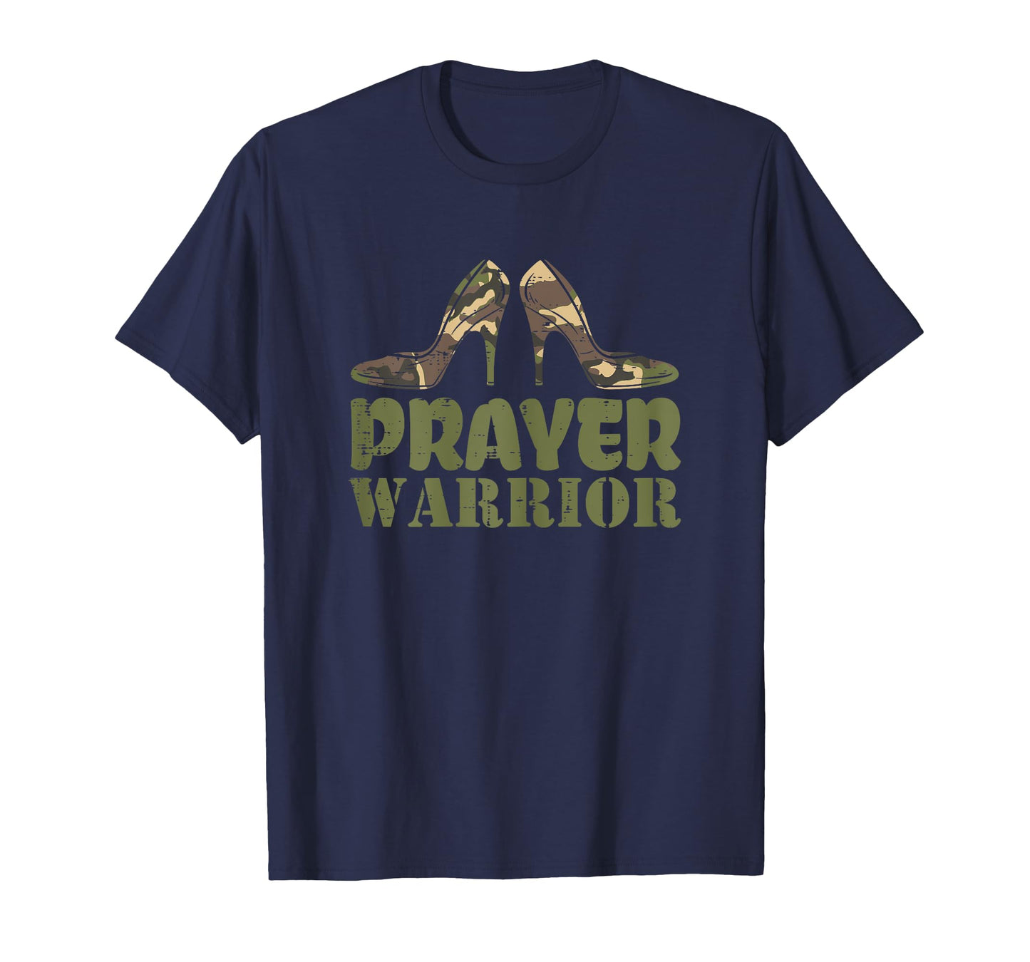 Camo Heels Prayer Warrior Faith God Jesus Christian Women T-Shirt