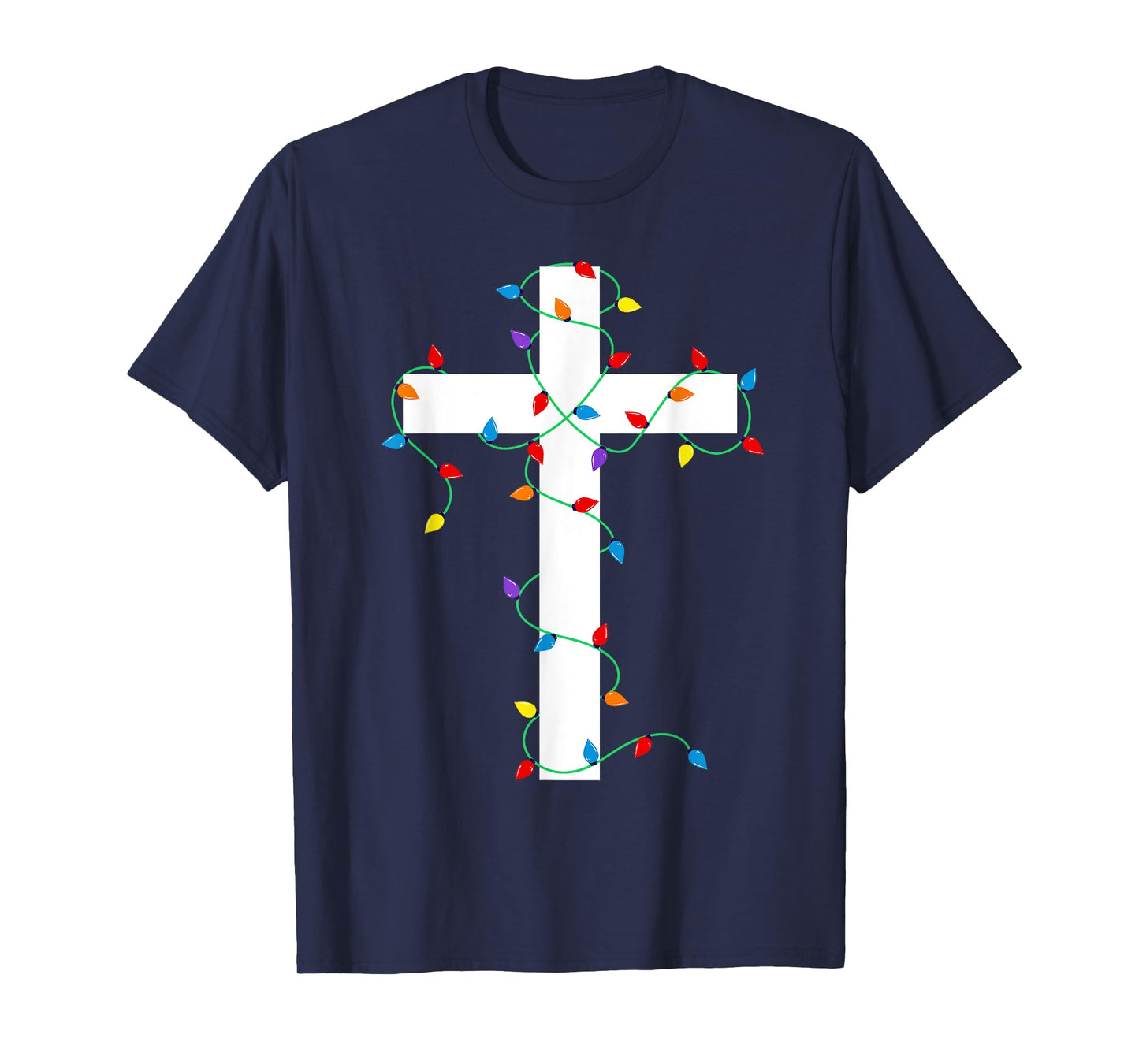 Merry and Bright Christmas Lights Jesus Cross Minimalist T-Shirt