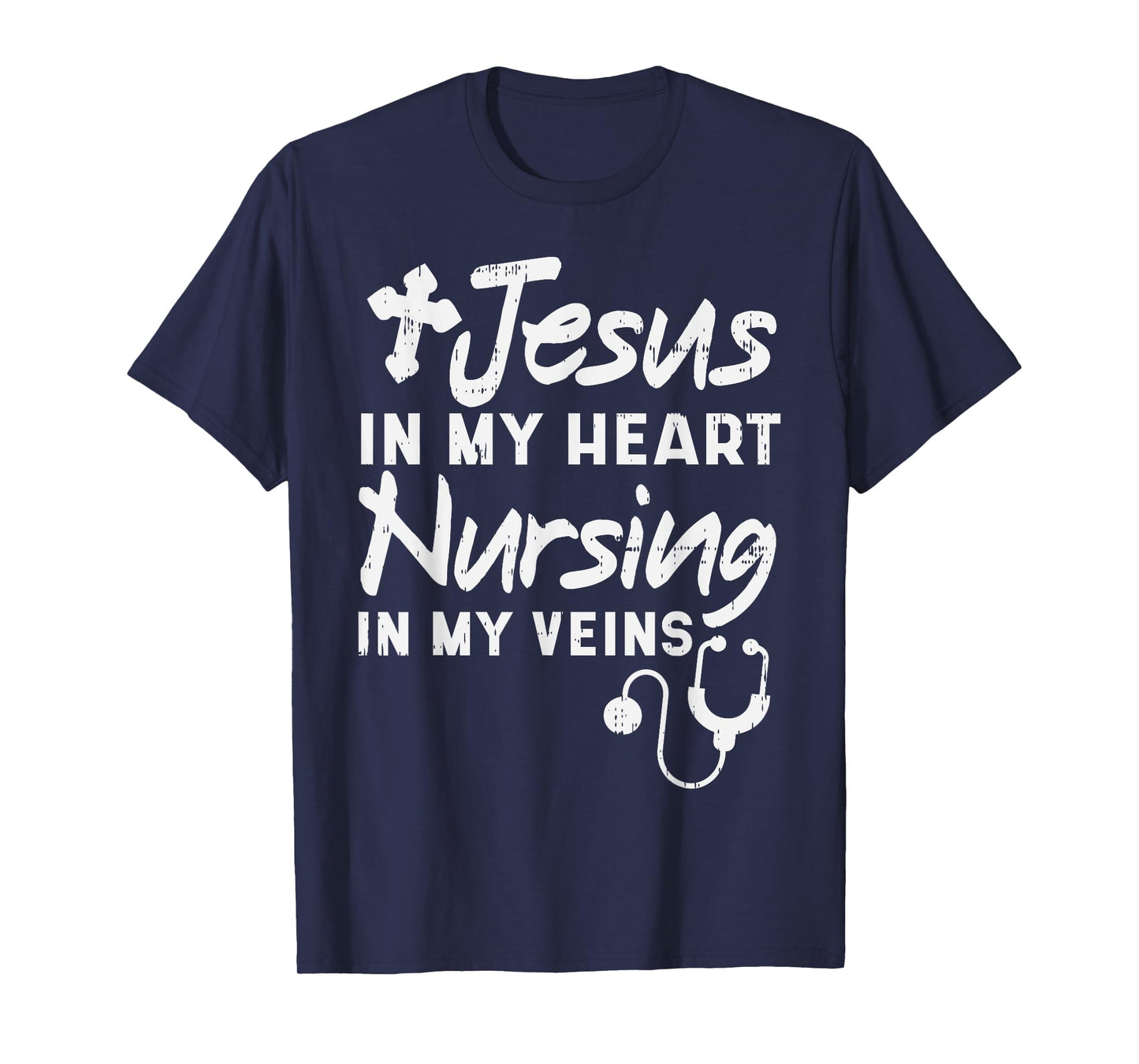 Jesus Heart Nursing Veins Nurse RN God Faith Christian Gift T-Shirt