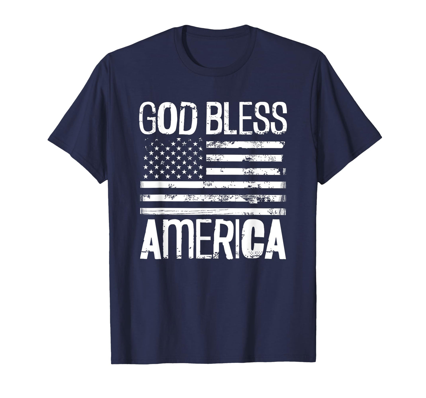God Bless America Vintage American Flag Art Distressed Style T-Shirt
