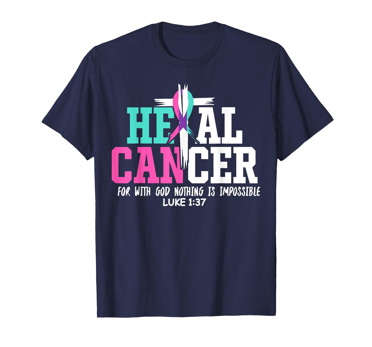Heal Cancer Believe God Christian Thyroid Cancer Awareness T-Shirt