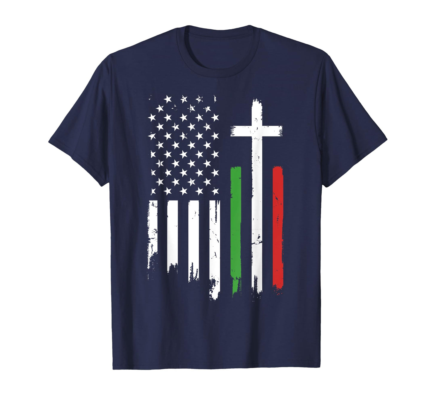 Vintage American Italian Flag Christian Cross Italia Italy T-Shirt