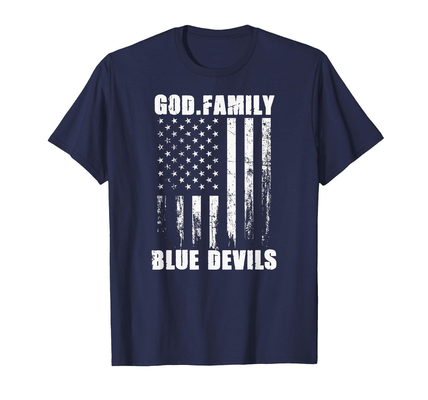 Zanesville Blue Devils God. Family. Vintage USA Flag T-Shirt