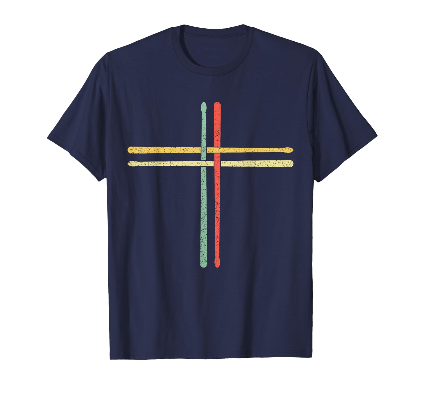 Vintage Rood Drumstick Crucifix Christian Drummer Cross T-Shirt