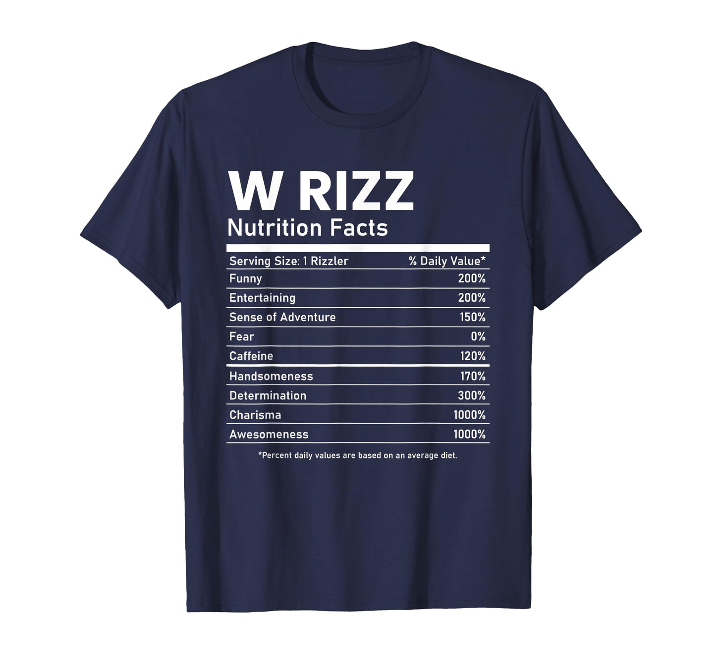 W Rizz Nutrition Facts Funny Meme Rizzler Rizzly T-Shirt