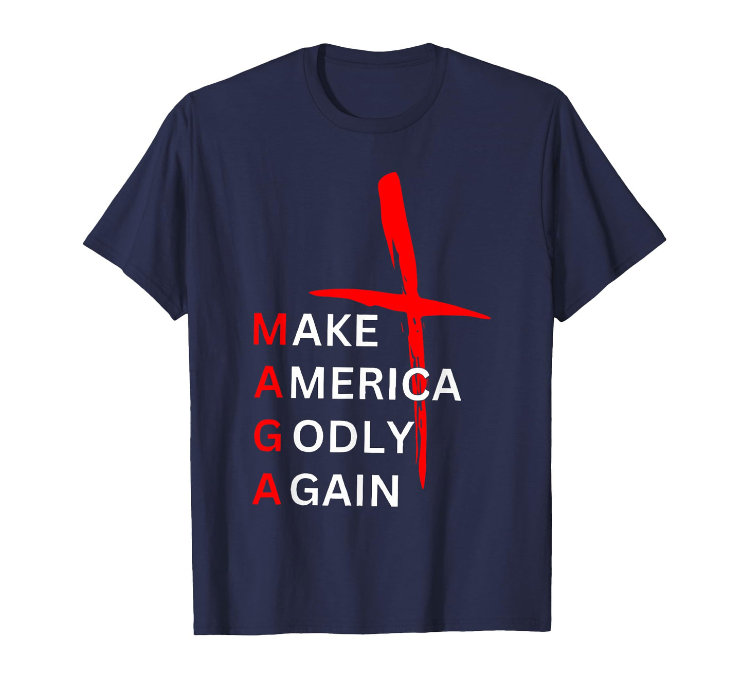 Vintage MAGA Make America Godly Again Patriotic Christian T-Shirt