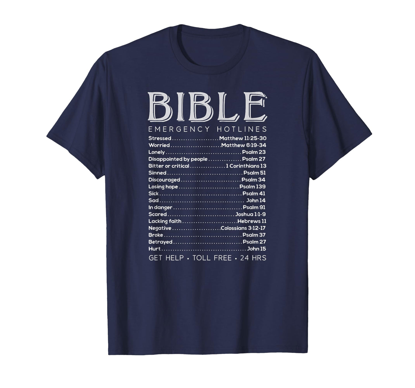 Bible Emergency Numbers Funny Hotline Christian T-Shirt