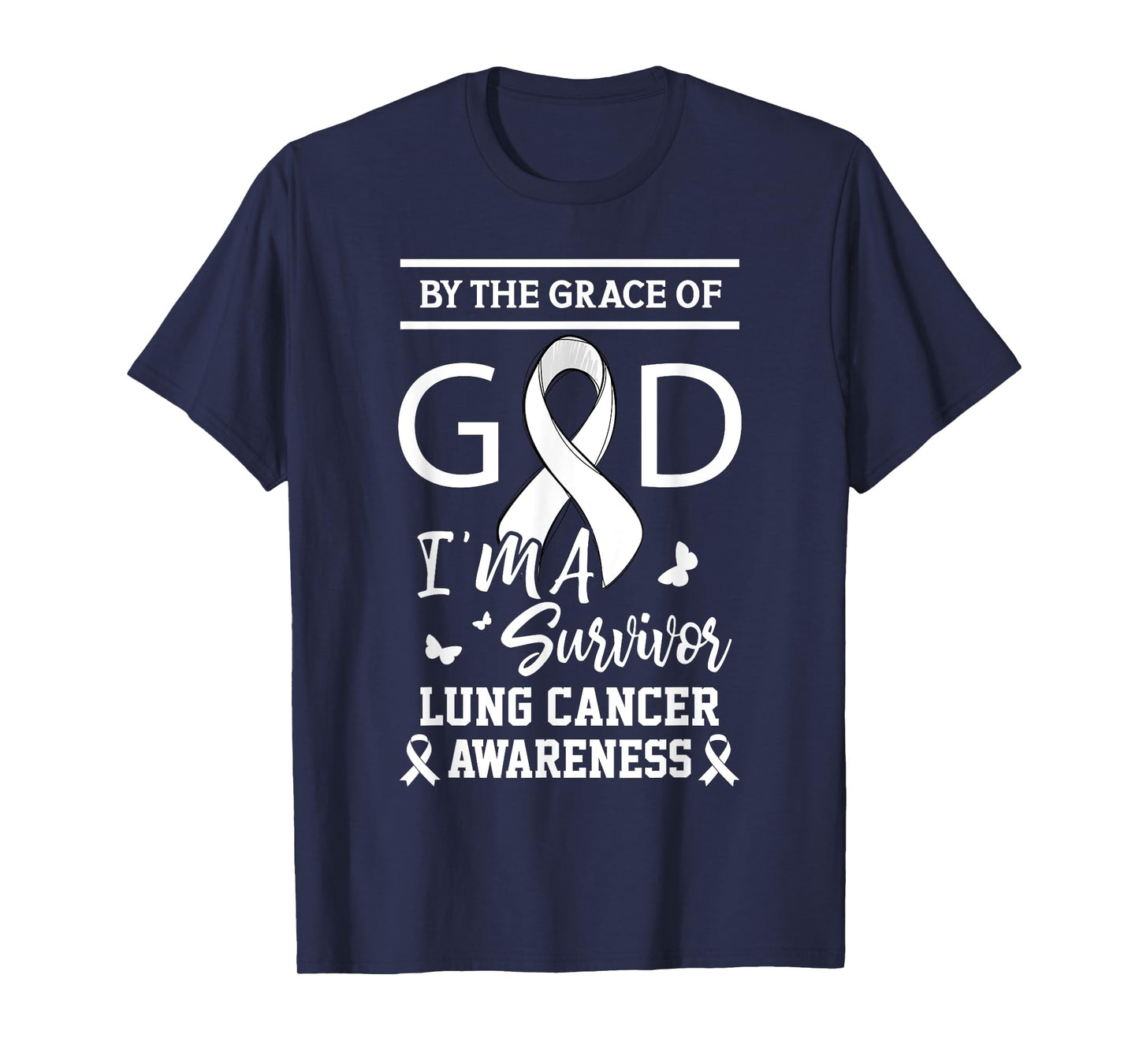 Lung Cancer Survivor Grace by God White Ribbon T-Shirt