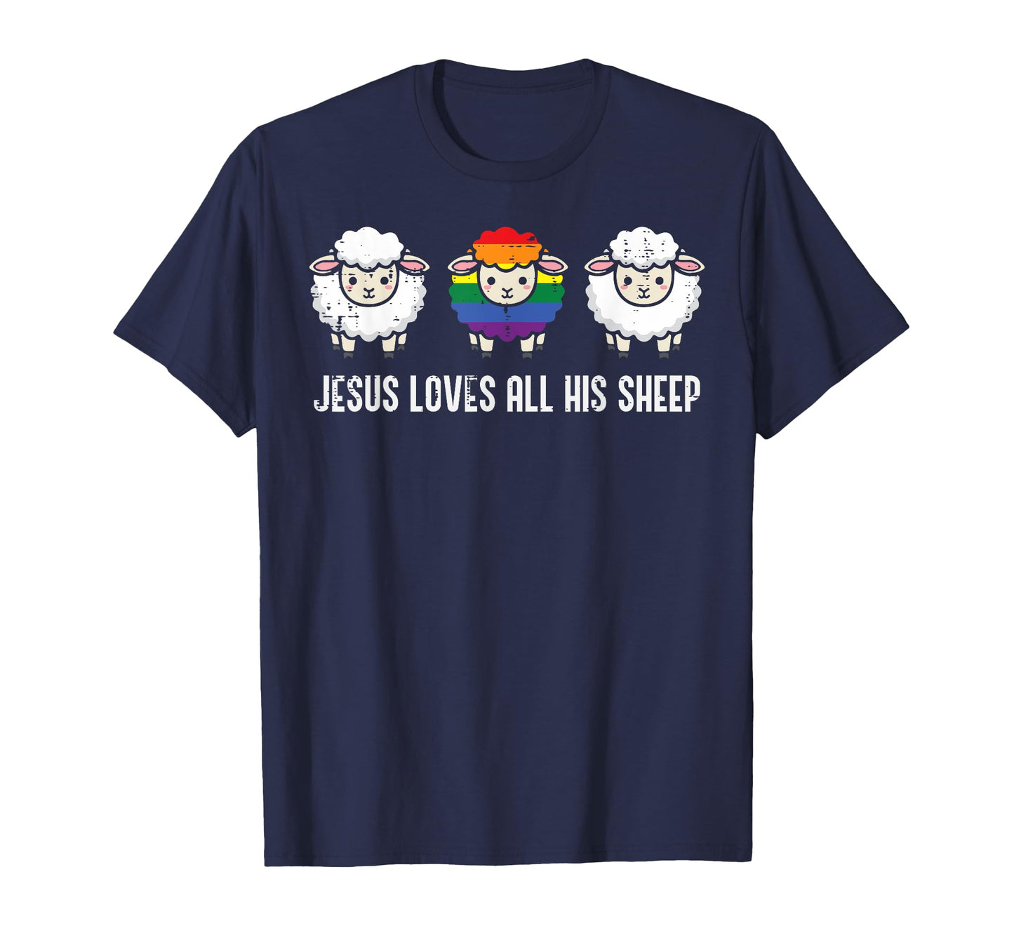 Gay Pride Month Jesus Sheep LGBTQ Ally Rainbow Men Women T-Shirt