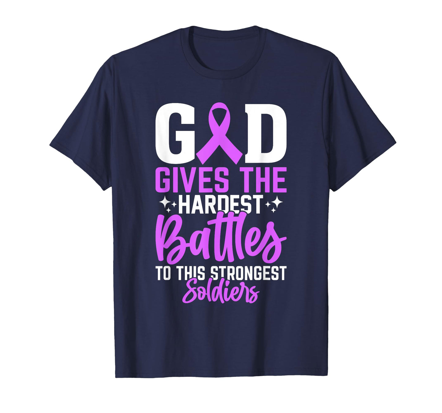 God Gives The Hardest Battles Purple Pancreatic Cancer T-Shirt