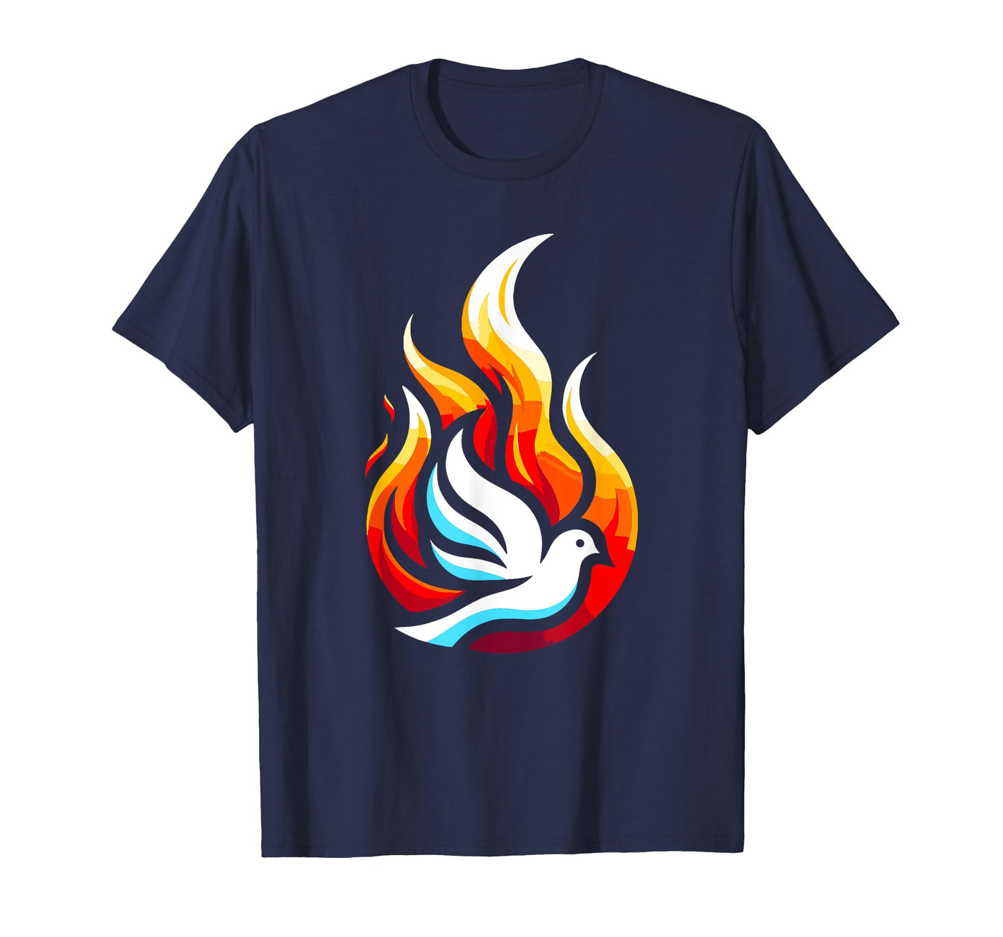 Silhouette Dove Flame Fire Pentecost Orthodox Christmas T-Shirt