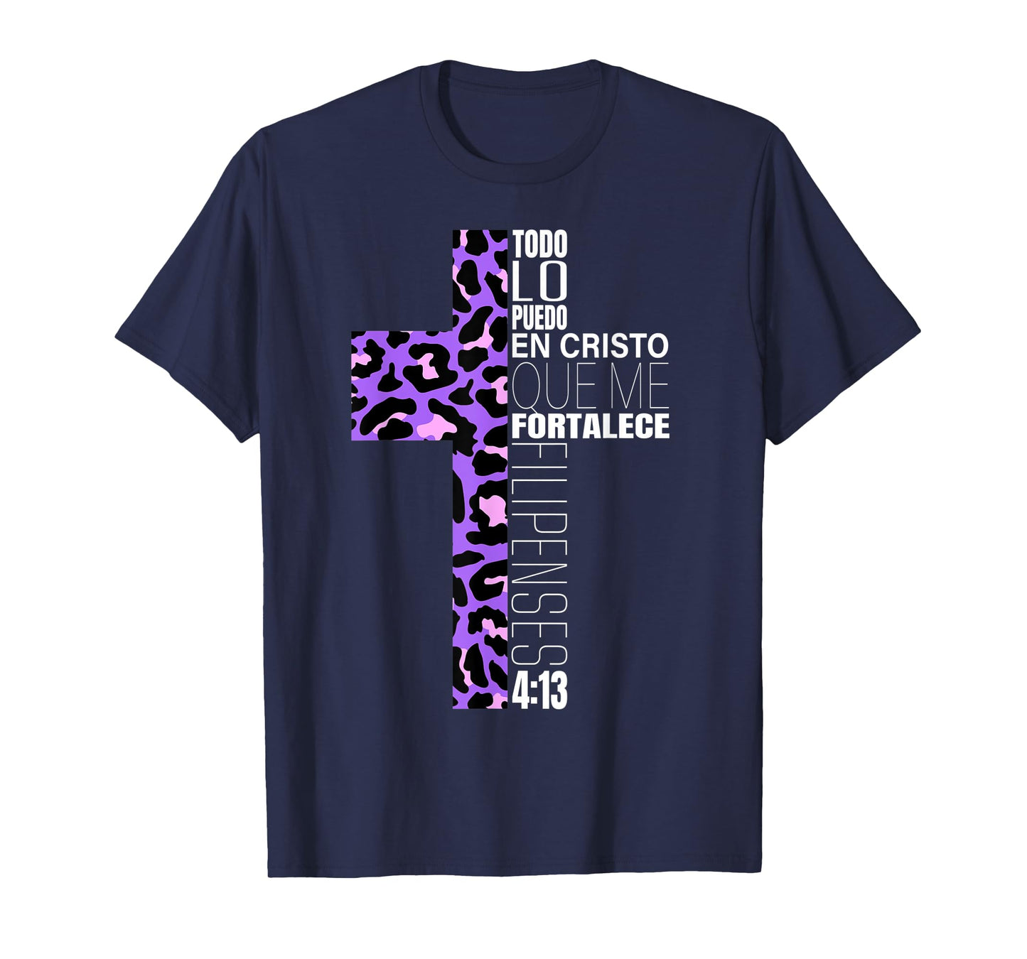 Leopard Print Filipenses 4:13 Spanish Gifts Women Teen Girls T-Shirt