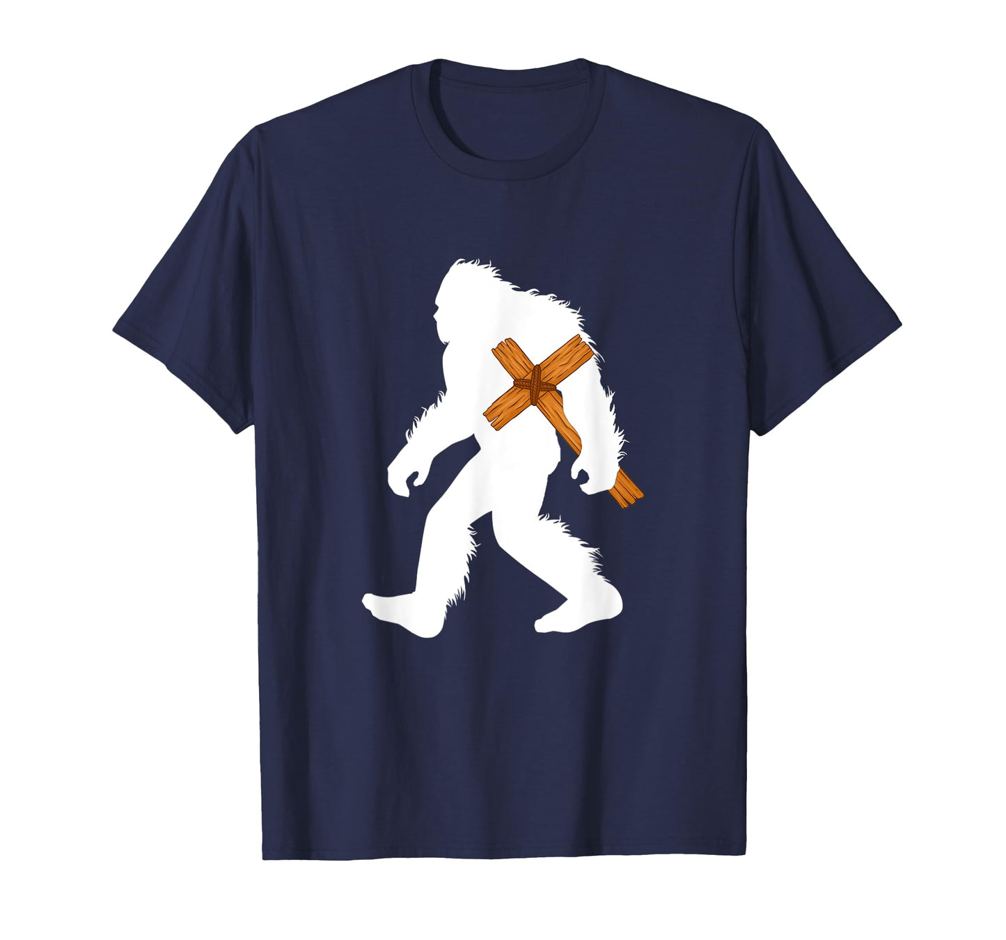 Christmas Bigfoot Carrying Cross Christian Faith Sasquatch T-Shirt