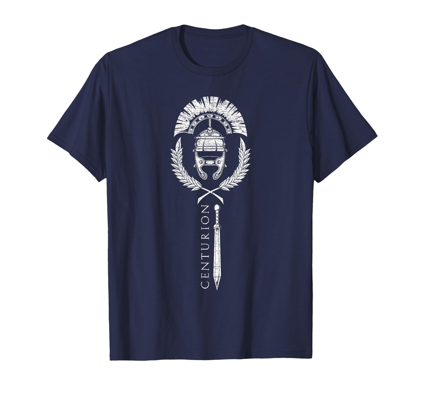 SPQR Designs Roman Centurion T-Shirt - Men's Black Classic Fit Short Sleeve Crew Neck T-Shirt - Small
