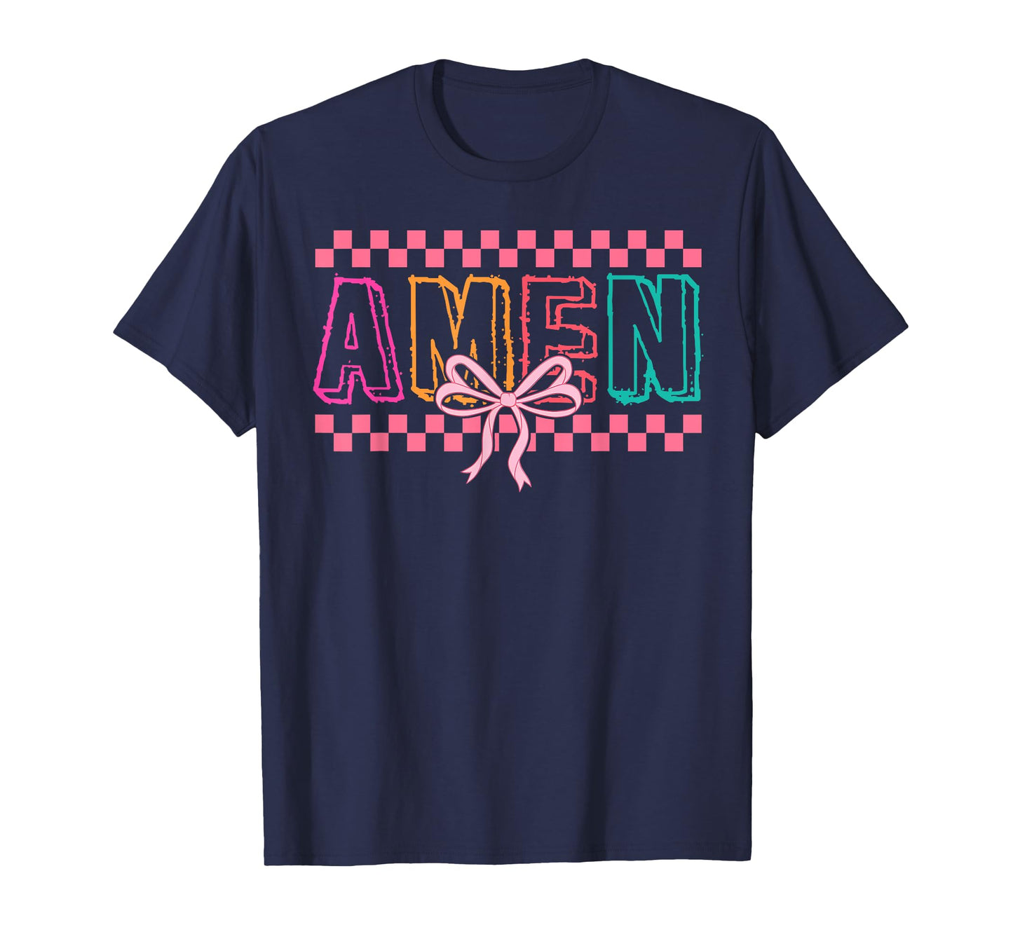 Retro Amen Coquette Bow Jesus Girl Women Happy Easter Day T-Shirt