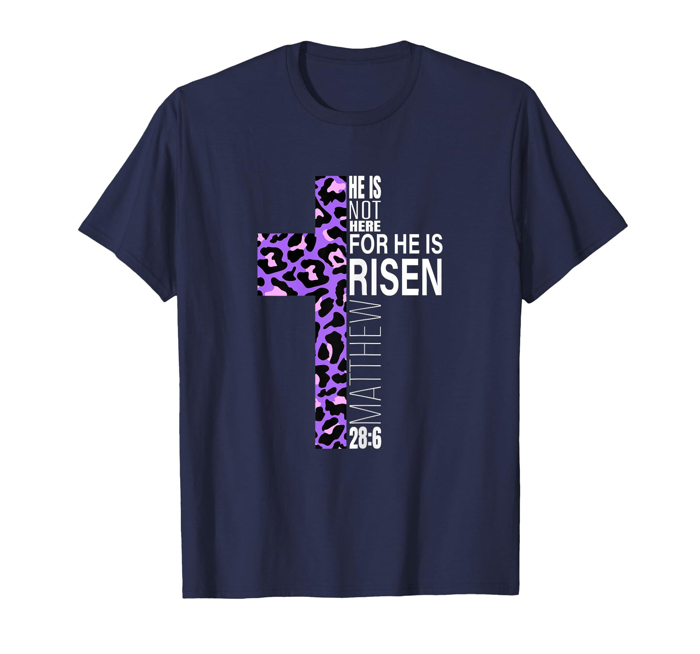 Cute Purple Christian Verse Cheetah Print Easter He Is Risen T-Shirt