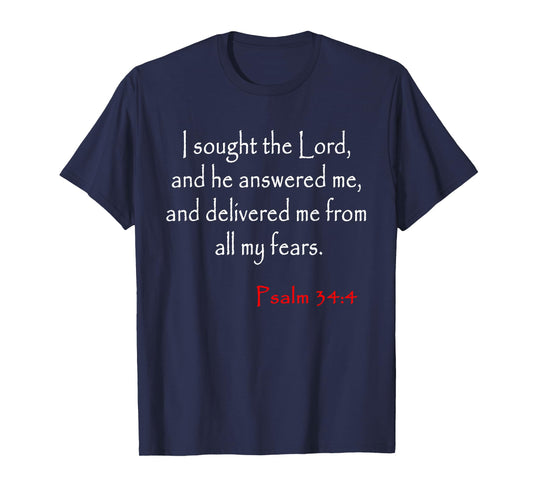 Psalm 34 4 Christian Bible Verse T-Shirt