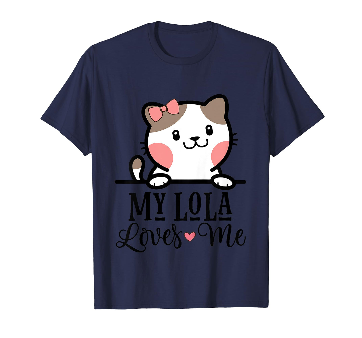 Kids My Lola Loves Me Grandkids Kitty T-Shirt