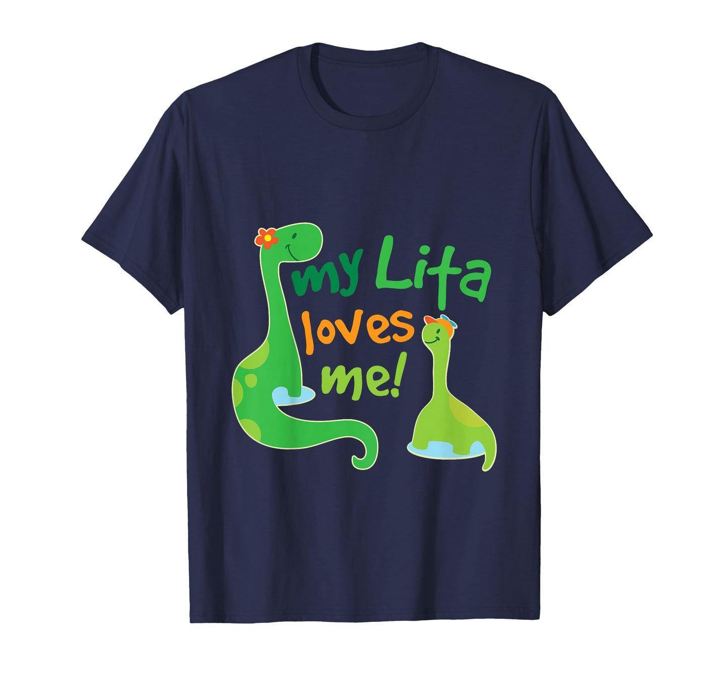 Kids My Lita Loves Me Grandson Dinosaur T-Shirt