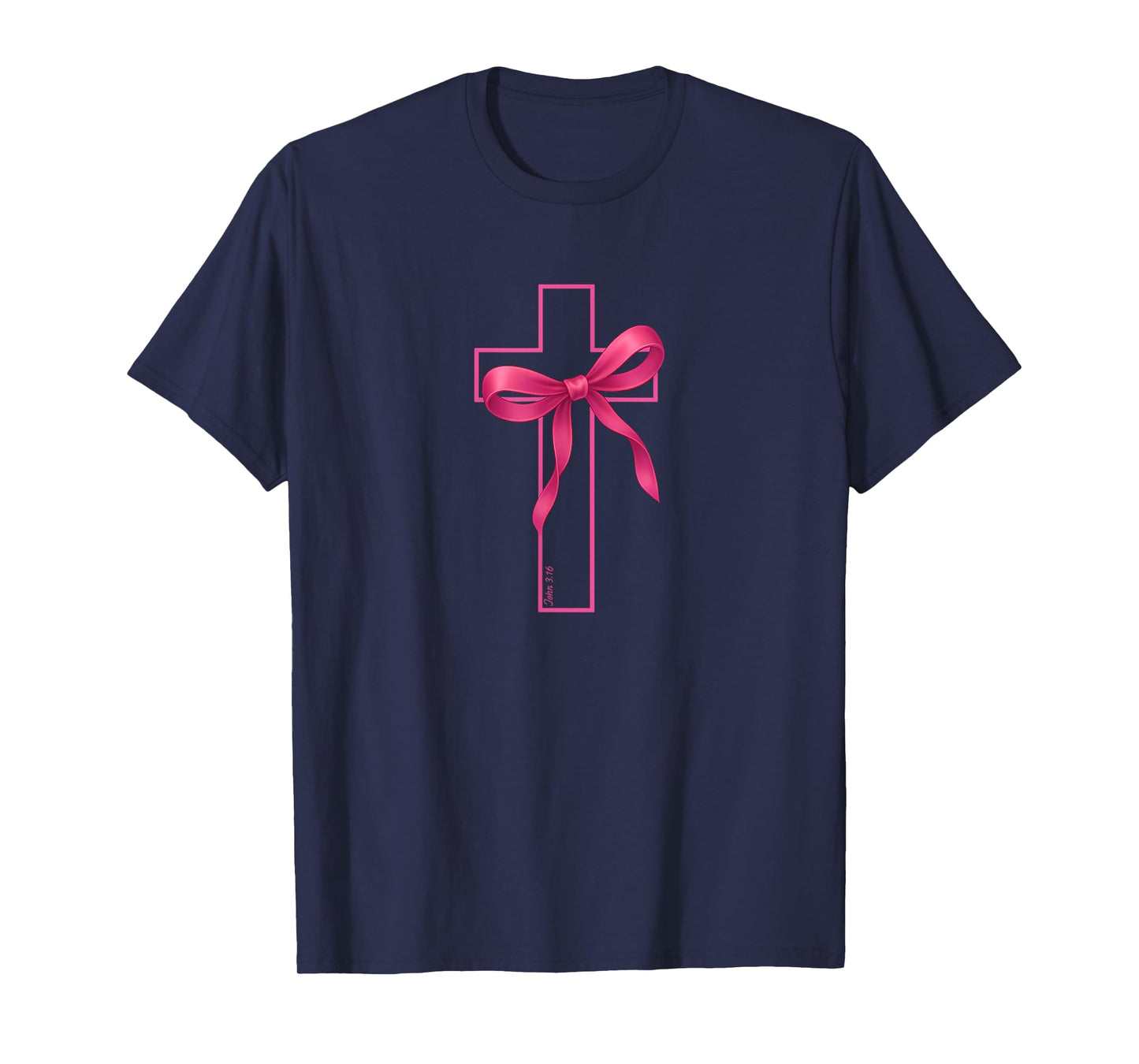 Pink Ribbon Cross Breast Cancer Awareness Christian T-Shirt