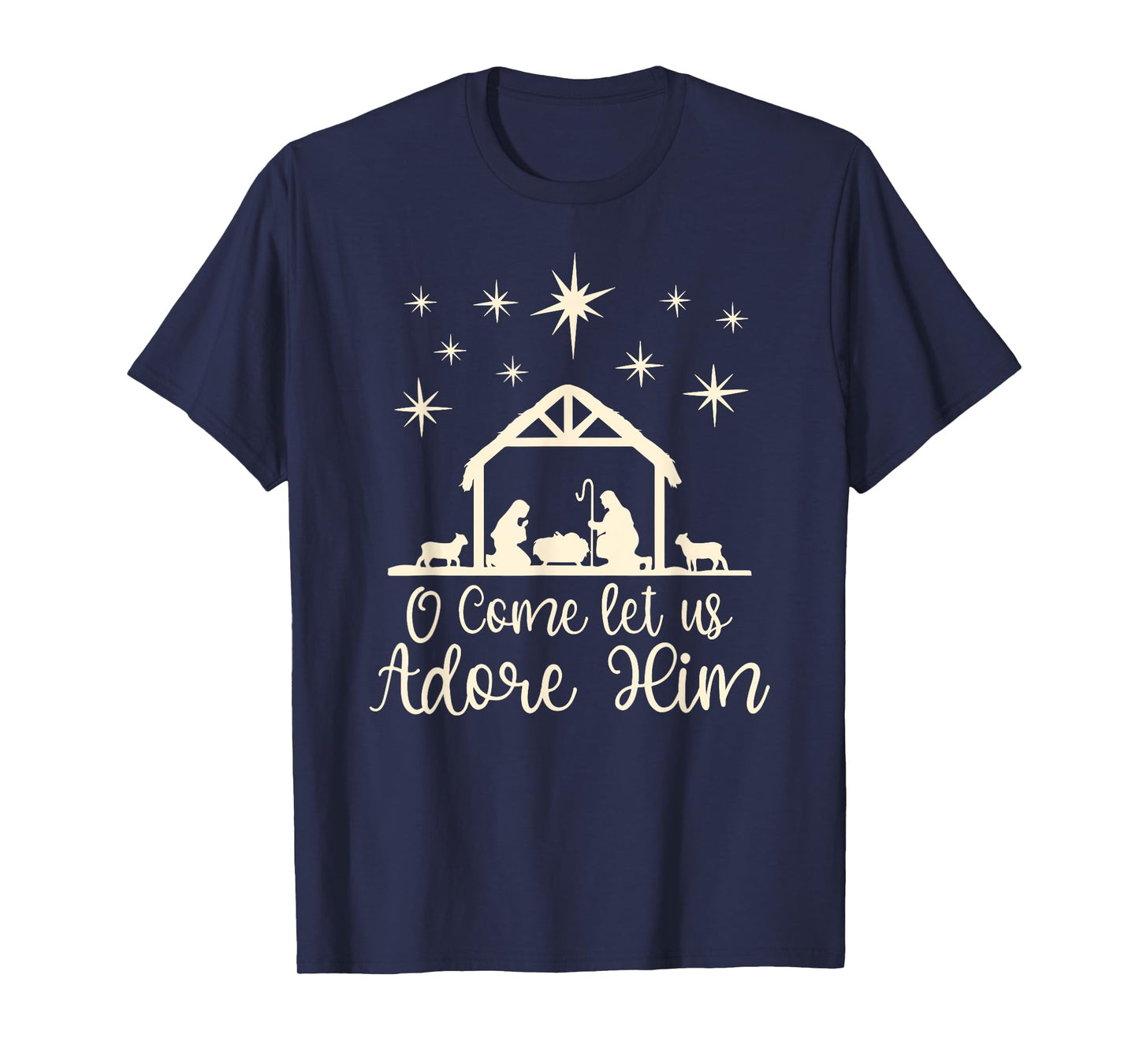 Christmas Jesus Nativity Scene O Come Let Us Adore Him T-Shirt