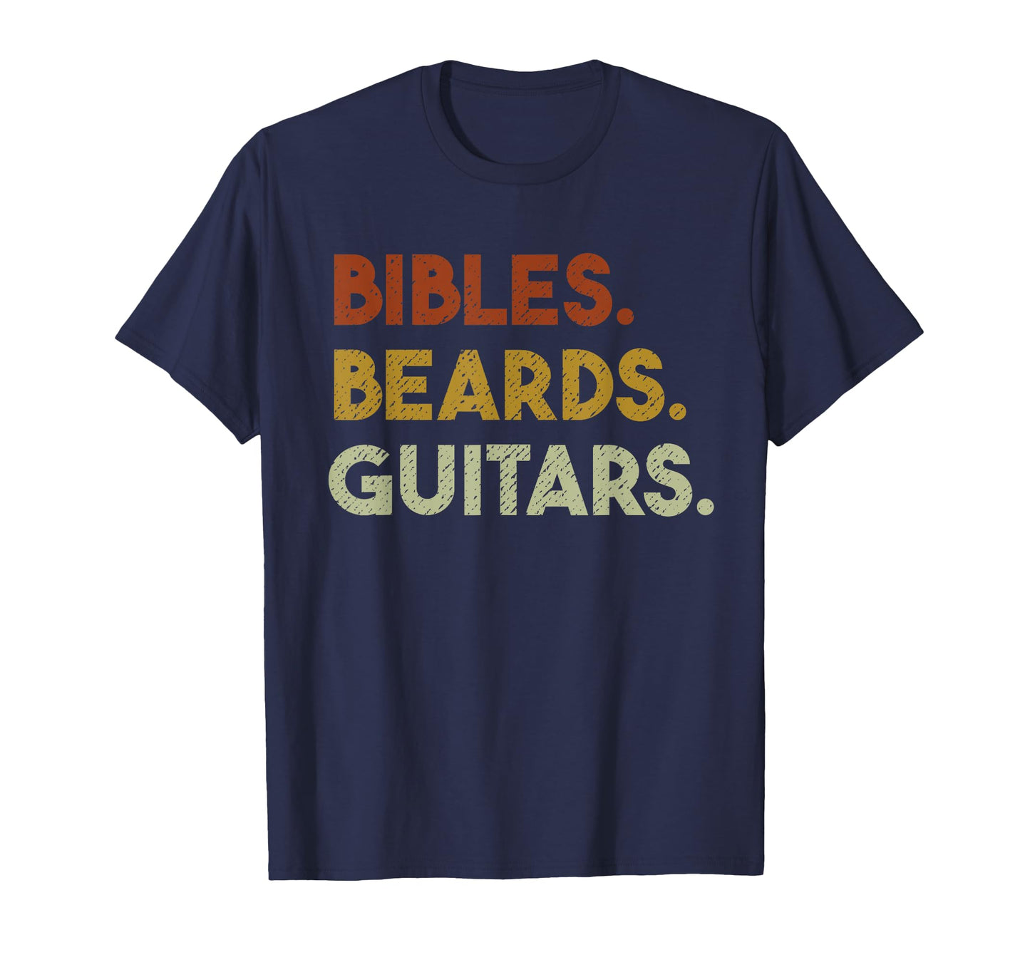 Bibles Beards Guitars - Christian Men Guitar Worship T-Shirt