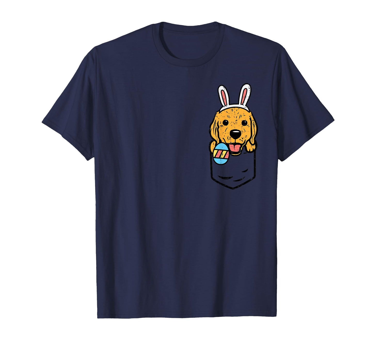 Pocket Golden Retriever Bunny Cute Easter Dog Men Women Kids T-Shirt