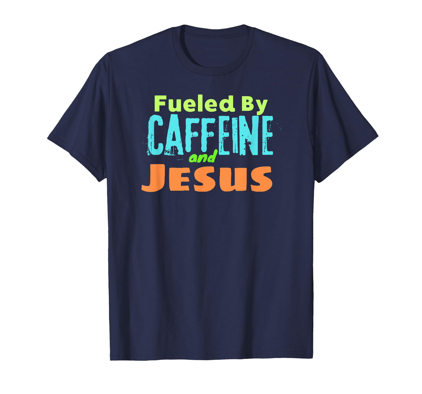 Reed Farms Unisex-Adults Black Small Modern Classic Short Sleeve T-Shirt Funny Christian Design Fueled by Caffeine Jesus Religious T-Shirt