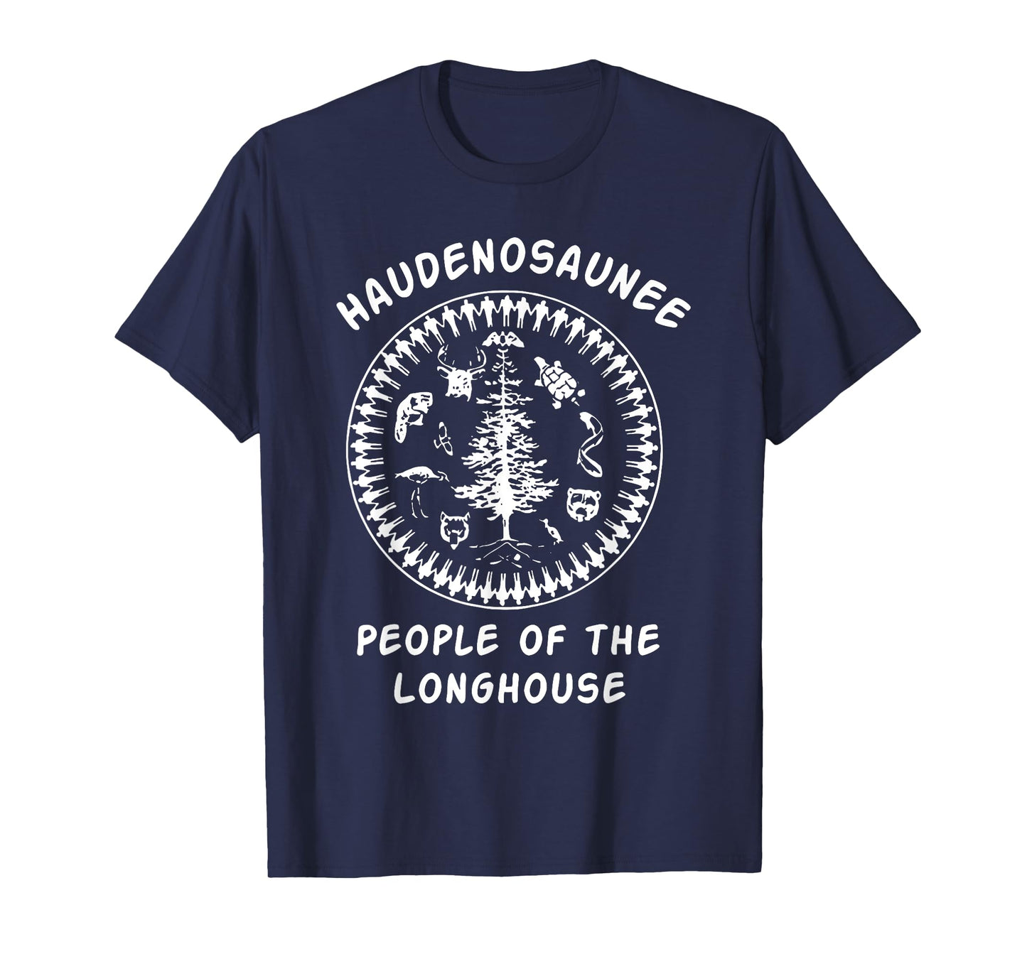 HAUDENOSAUNEE PEOPLE OF THE LONGHOUSE T-Shirt, Small, Black