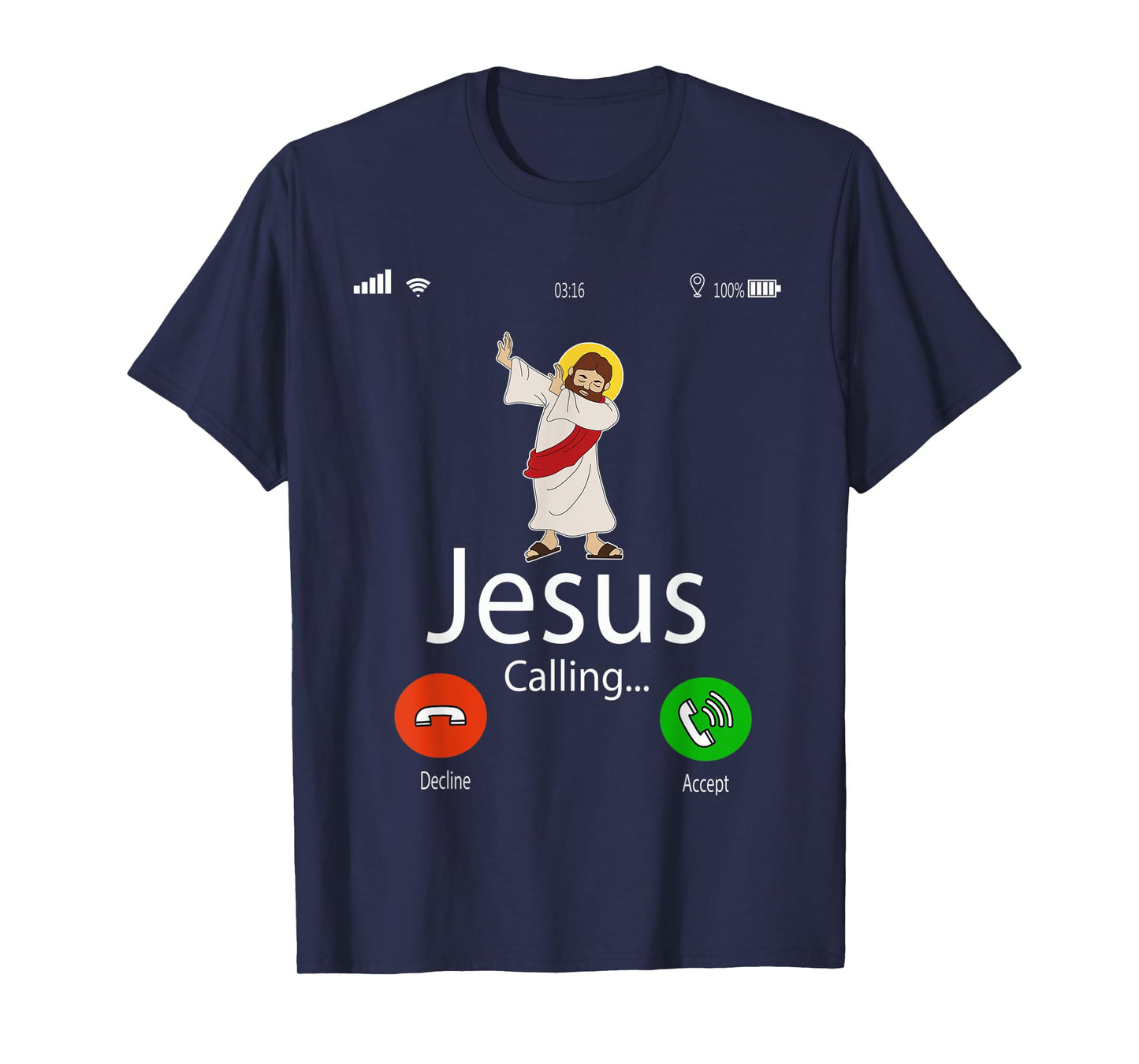 Dabbing Jesus Is Calling Christian Tee Christmas Gift Xmas T-Shirt