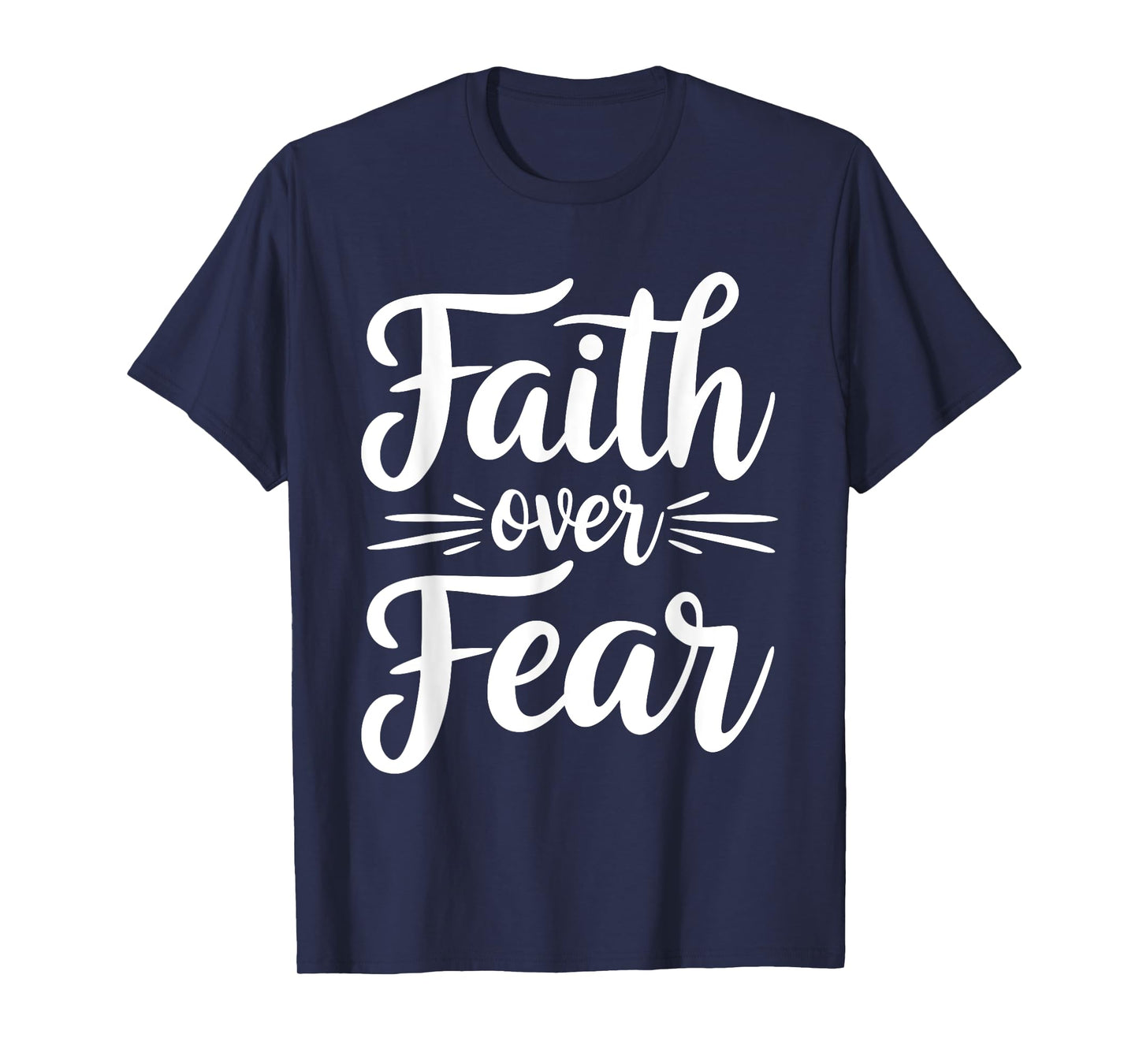 Faith Over Fear Christian Inspirational Graphic Unisex-Adult T-Shirt, Black, Small, Short Sleeve