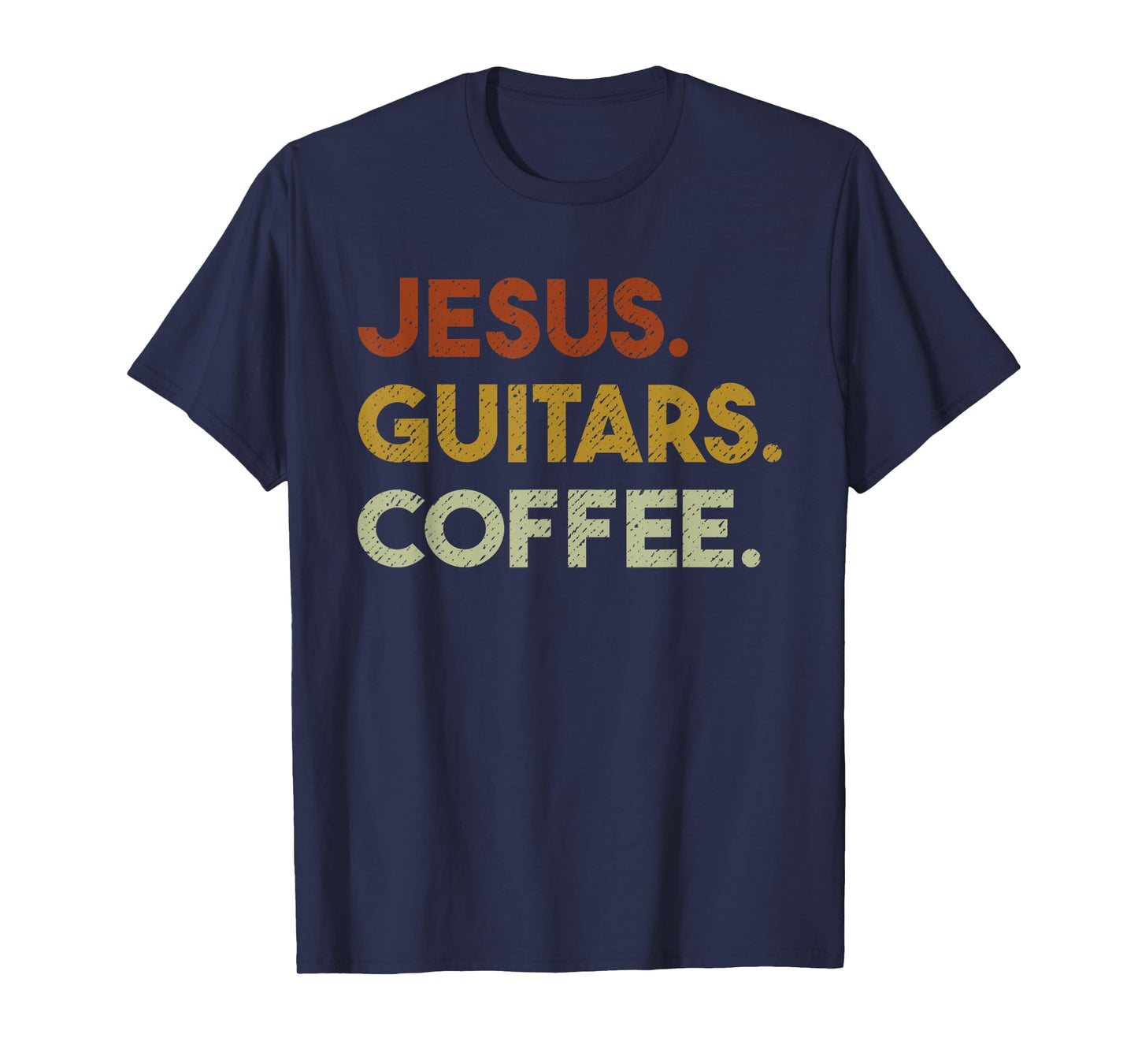 Jesus Guitars Coffee - Christian Men Guitar Worship T-Shirt