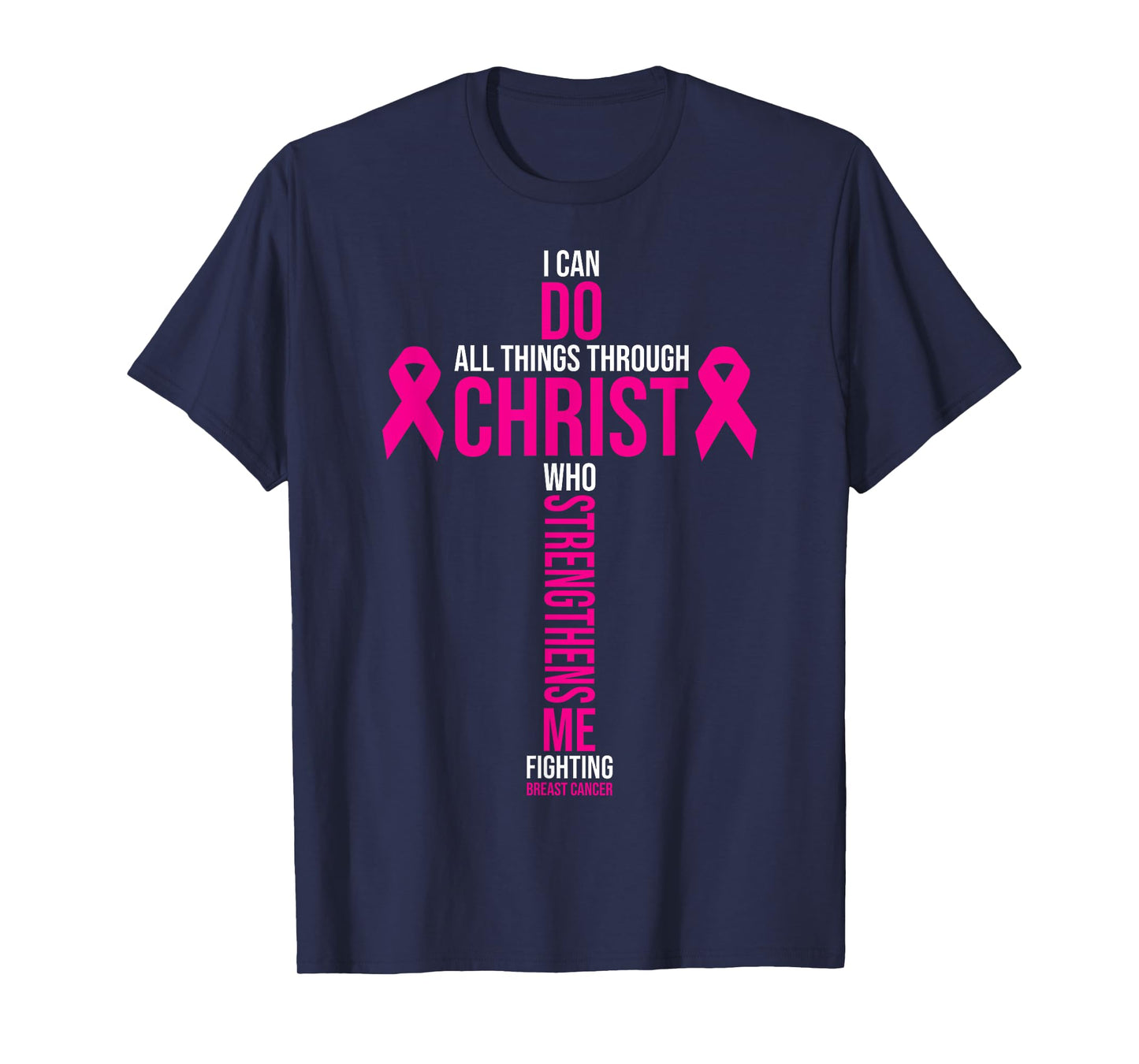 Christian Cross Pink Ribbon Inspirational Breast Cancer Gift T-Shirt
